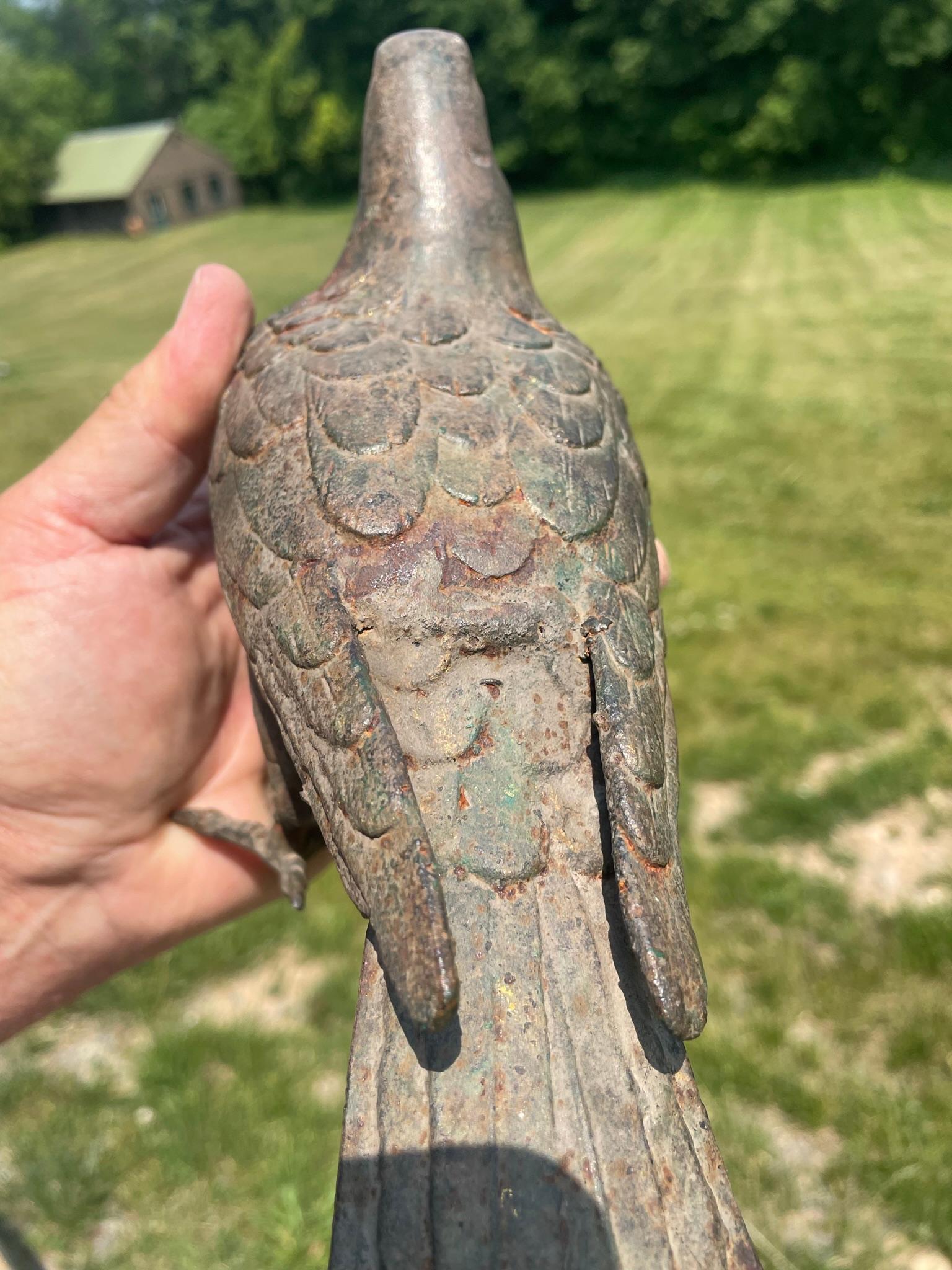 Japanese Antique Hand Cast Pair Bronze Pigeons, Beautiful Details 11