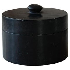 Antique Japanese style black stoneware pot, Bonbonniere, jewelry box