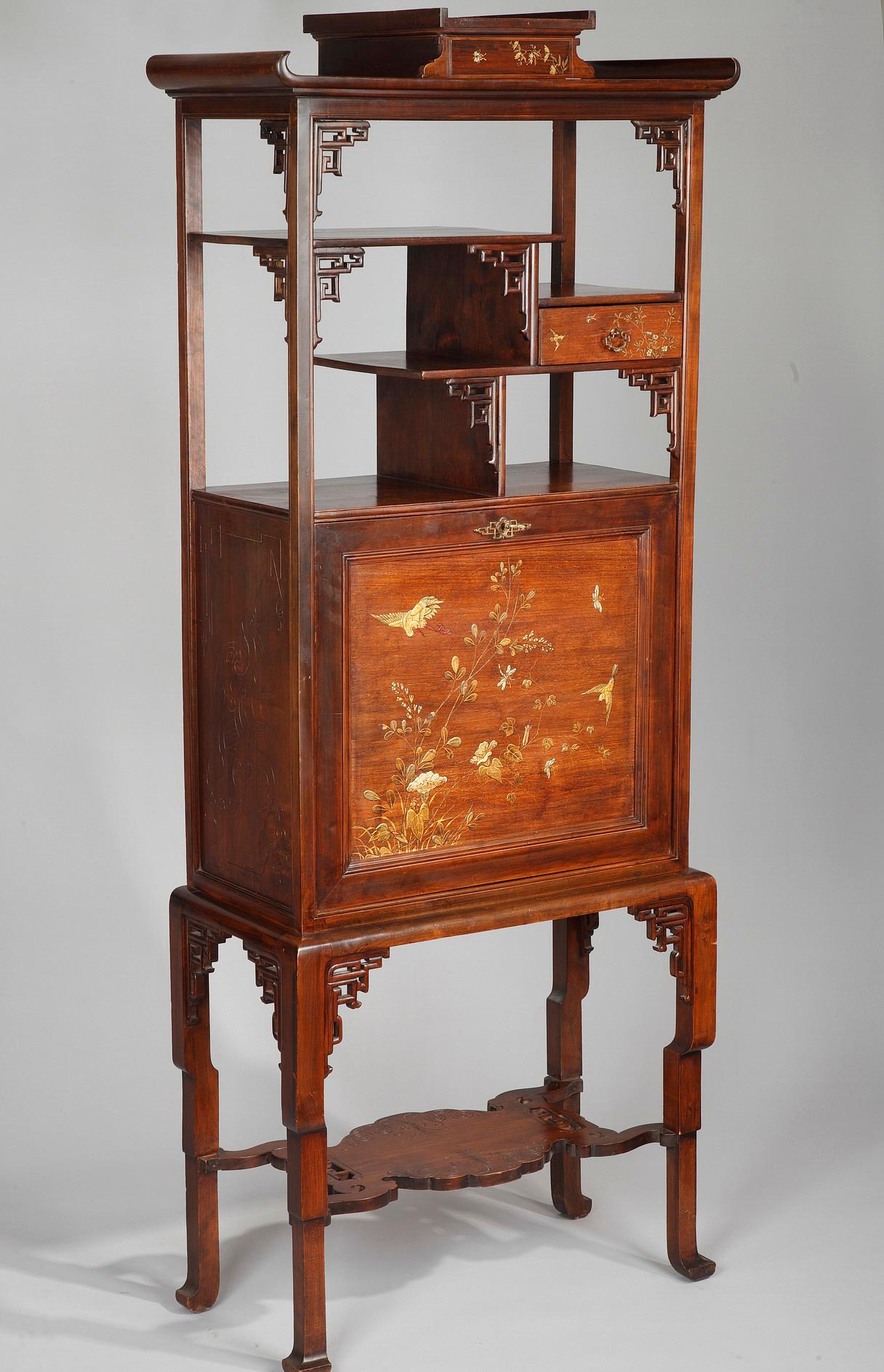 Giapponismo Gabinetto-segreteria in stile giapponese Att. a Perret & Vibert, Francia, circa 1880 in vendita