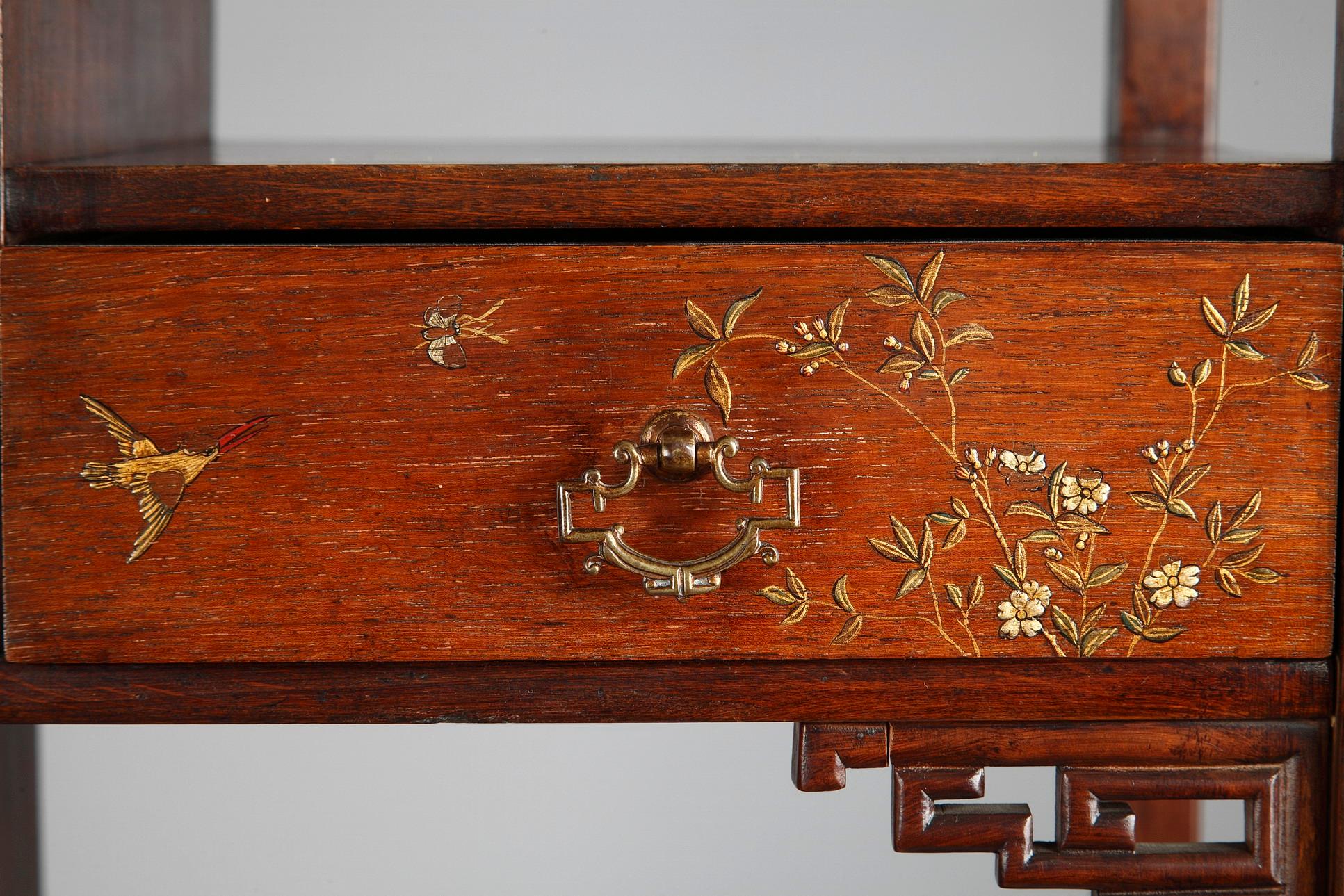Legno Gabinetto-segreteria in stile giapponese Att. a Perret & Vibert, Francia, circa 1880 in vendita