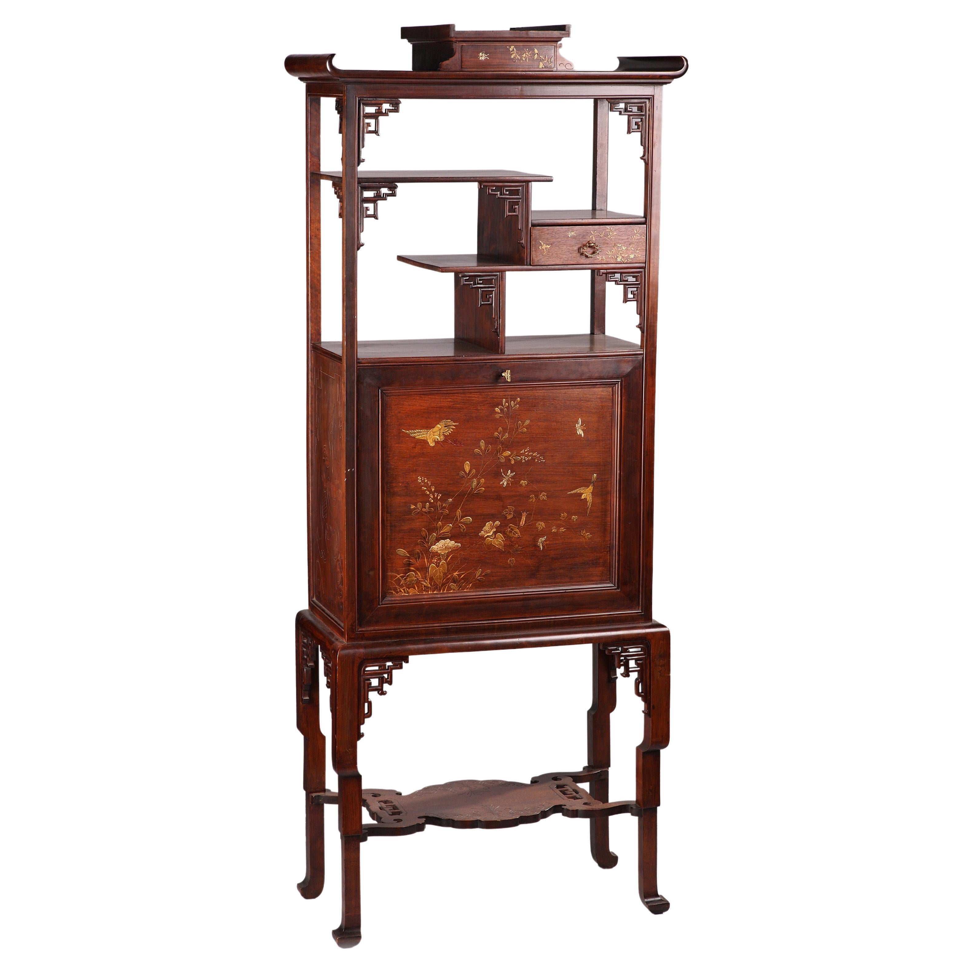 Japanese Style Cabinet-Secretary Att. to Perret & Vibert, France, circa 1880 For Sale