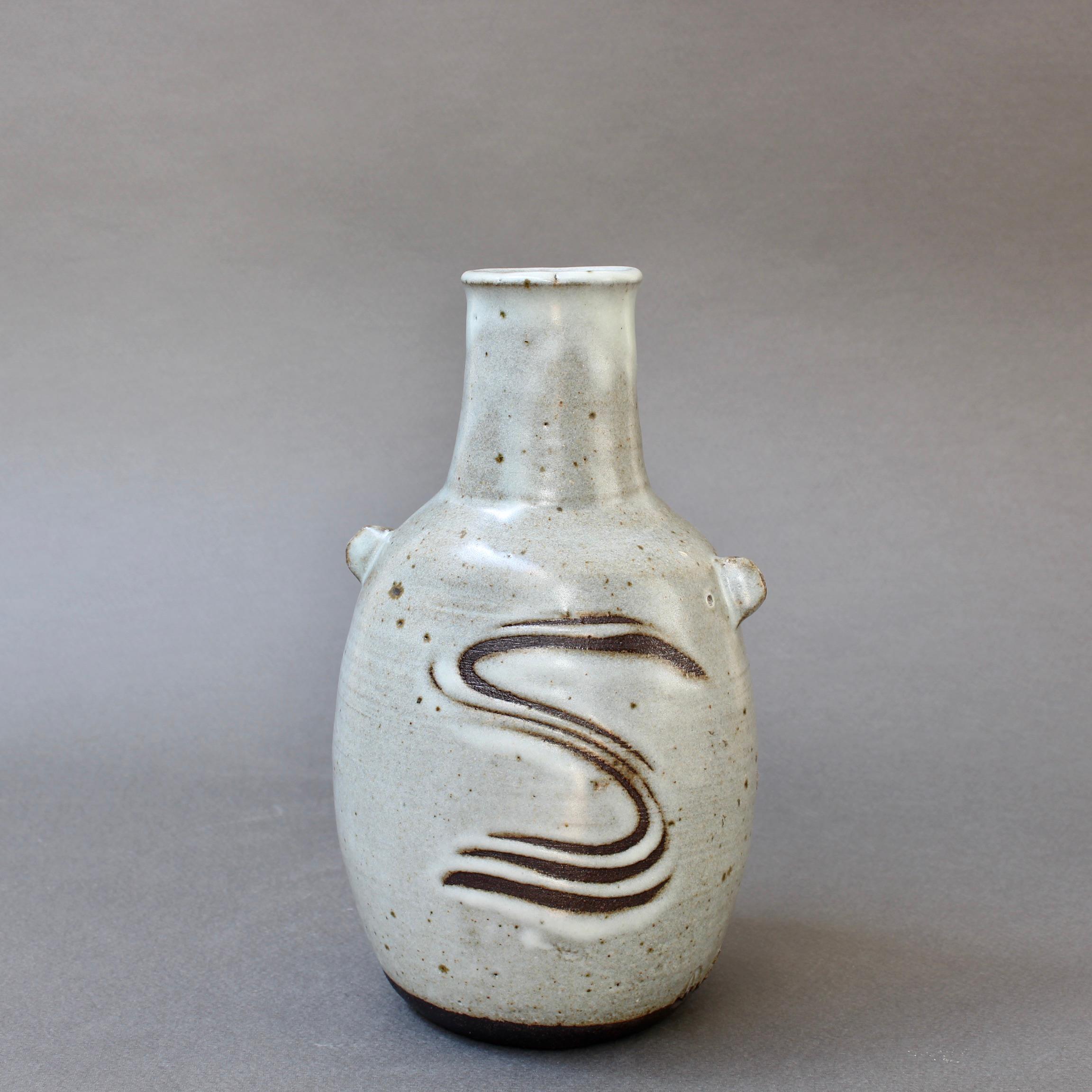 Late 20th Century Japanese Style Ceramic Vase with Lugs by Janet Leach '1981' For Sale