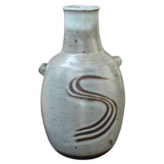 Vintage Japanese Style Ceramic Vase with Lugs by Janet Leach '1981'