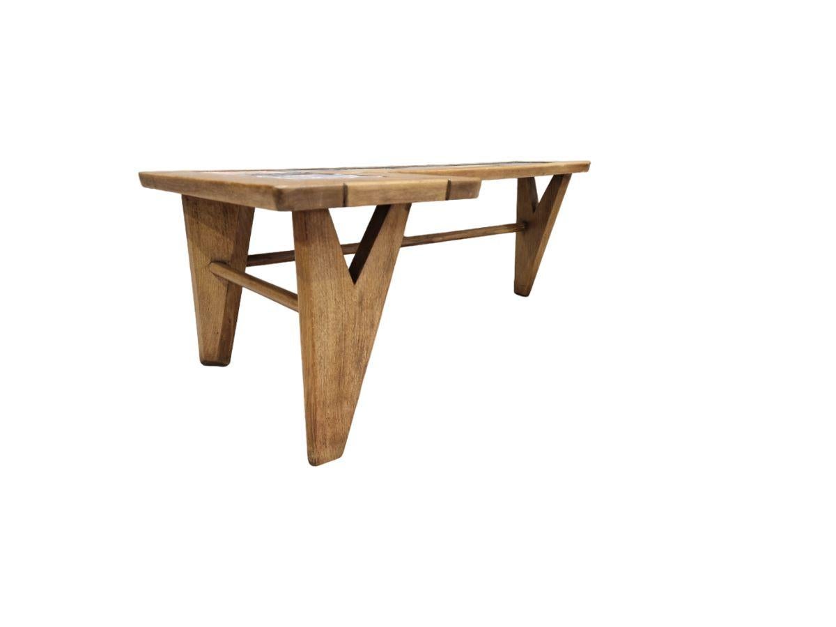 20th Century Japanese style Coffee table by Guillerme&Chambron with tiles by Boleslav Danikov