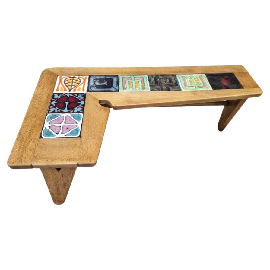Japanese style Coffee table by Guillerme&Chambron with tiles by Boleslav Danikov For Sale