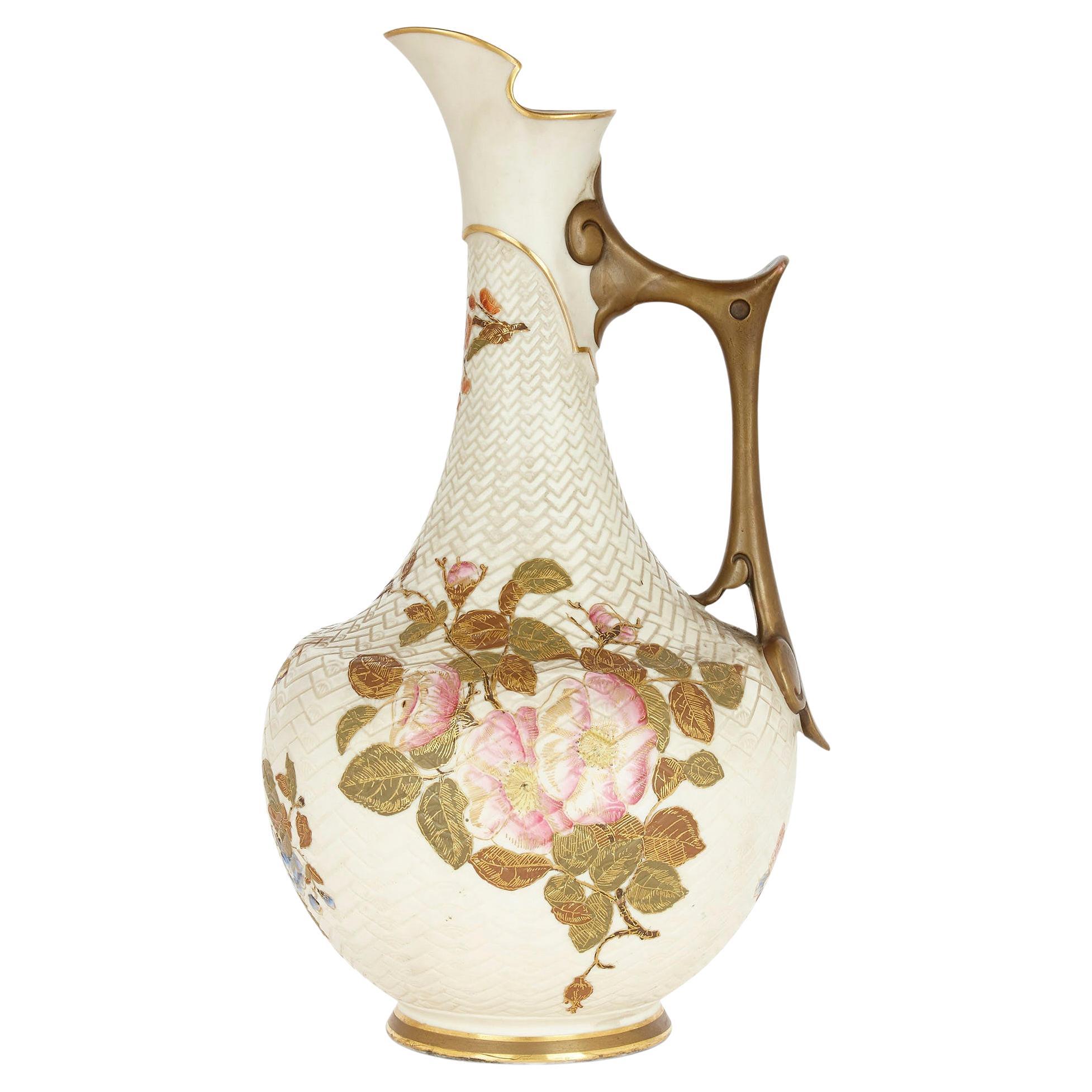Japanese Style English Porcelain Ewer by Royal Worcester
