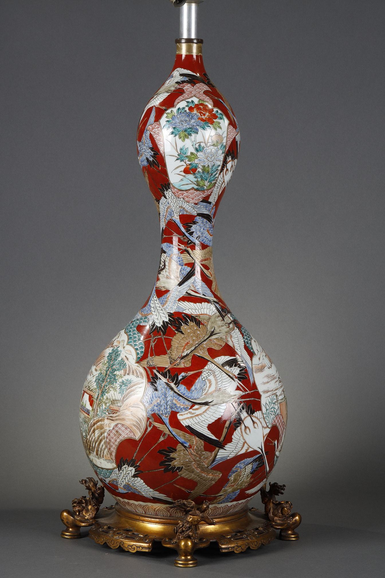 Japonisme Lampe de style japonais attribuée à E. Lièvre & F. Barbedienne, Japon-France, vers 1880 en vente