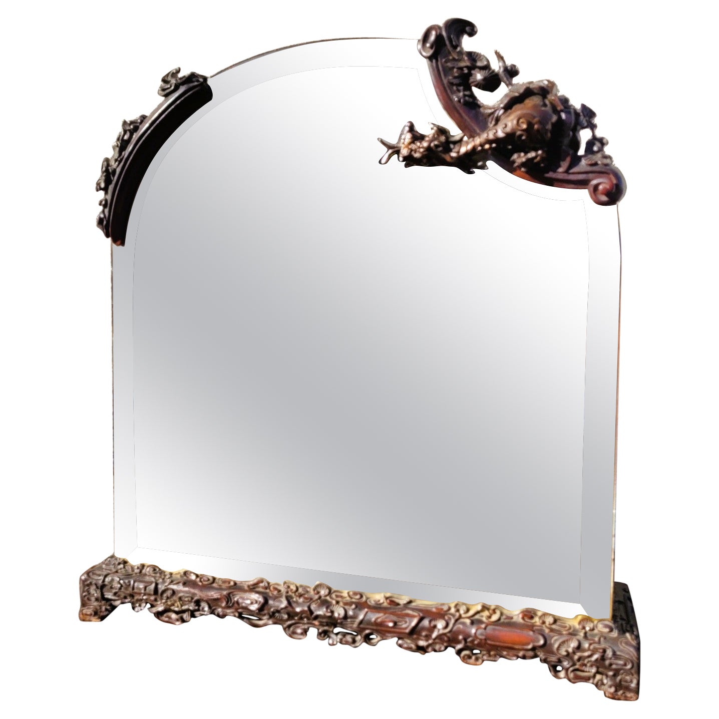 Japanese-style Mirror In Carved Wood, 19th Century For Sale