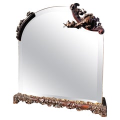 Japanese-style Mirror In Carved Wood, 19th Century