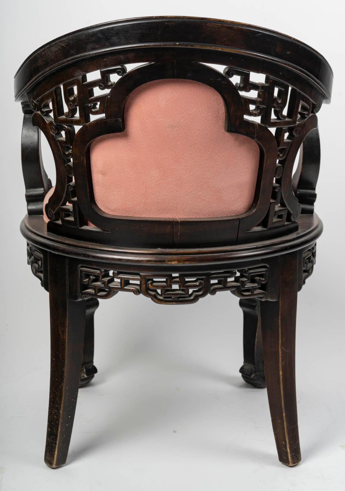 Fabric Japanese-Style Office Armchair, 19th Century. For Sale