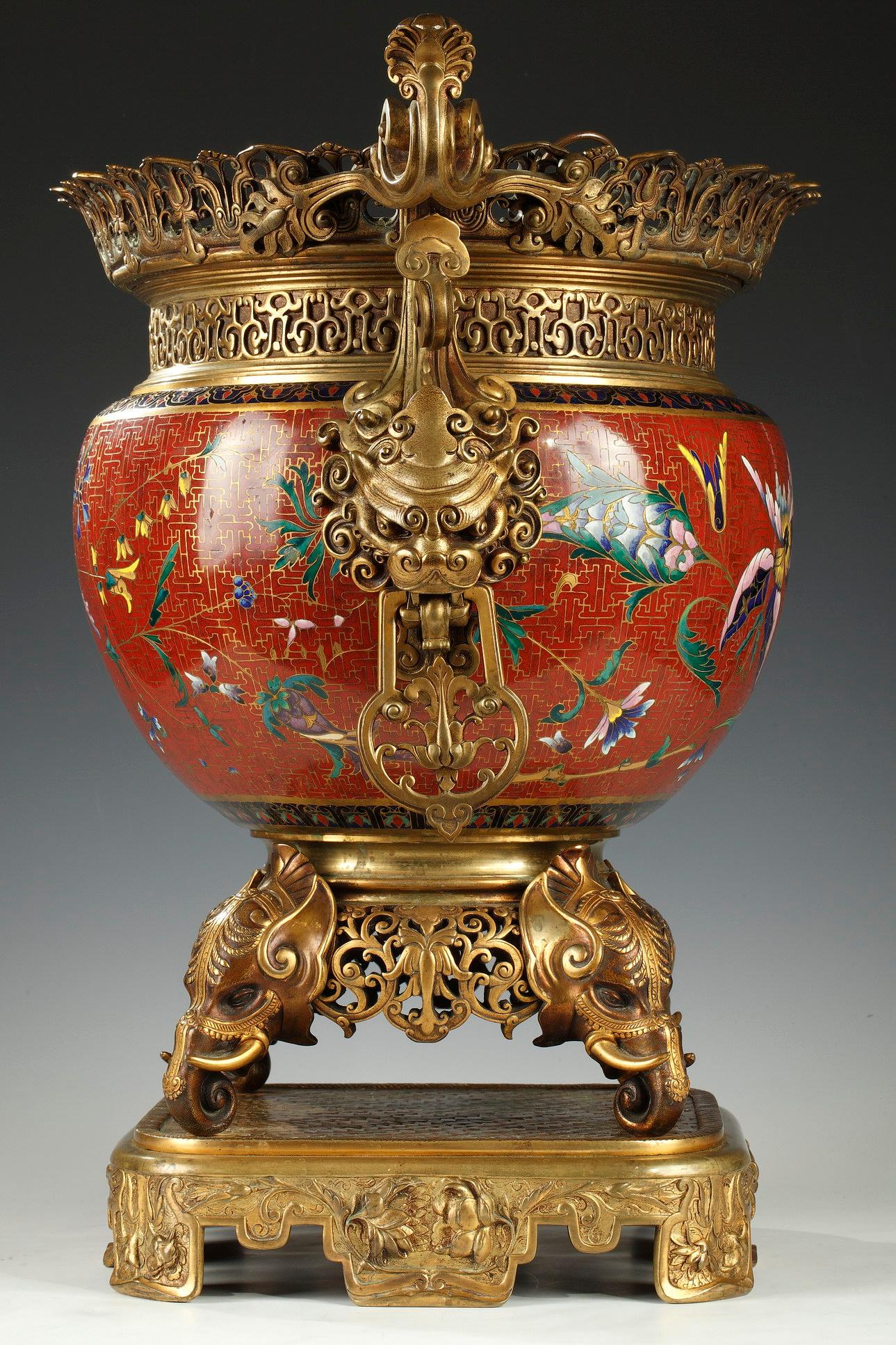 French Japanese Style Planter Attributed to l'Escalier de Cristal, France, circa 1880 For Sale