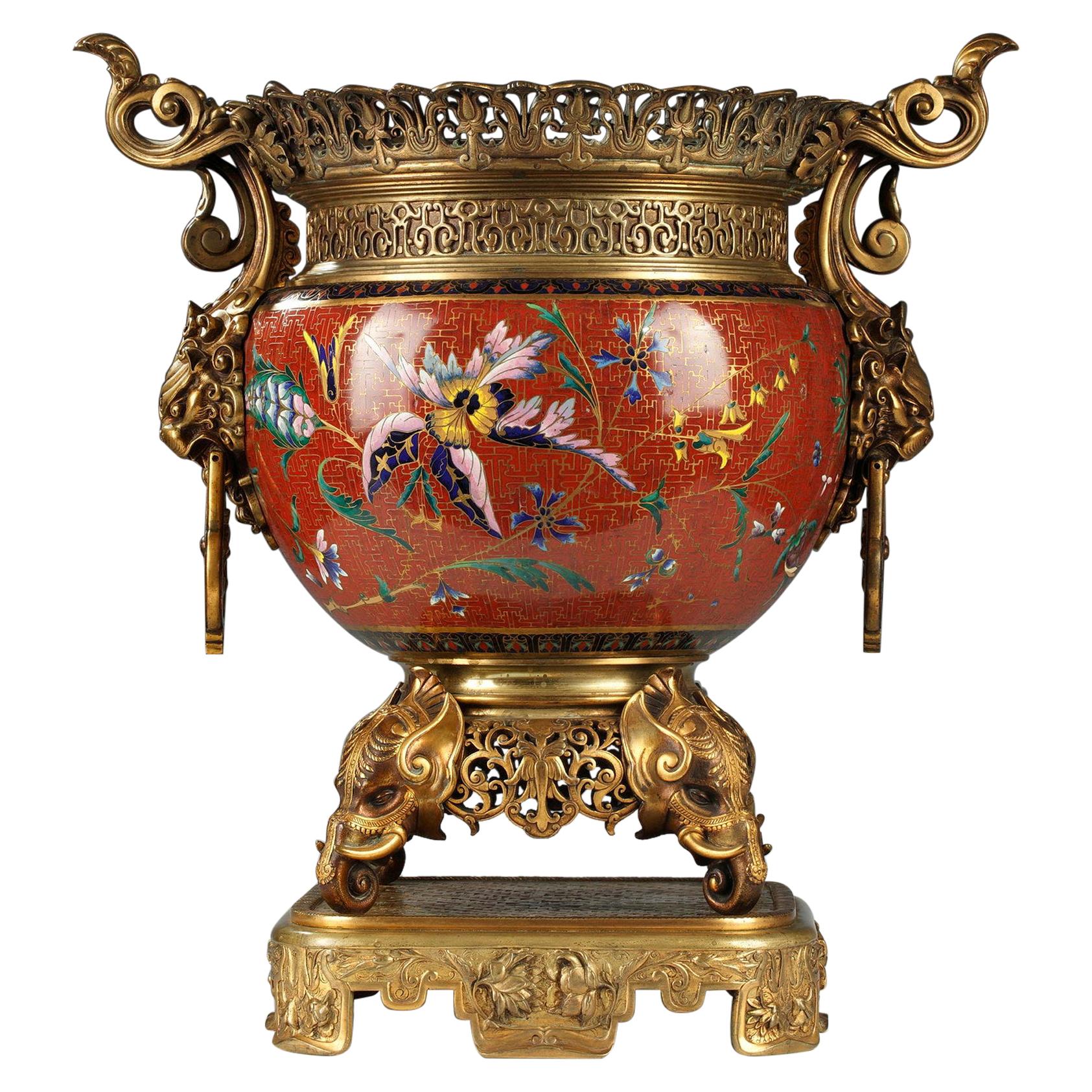 Japanese Style Planter Attributed to l'Escalier de Cristal, France, circa 1880 For Sale