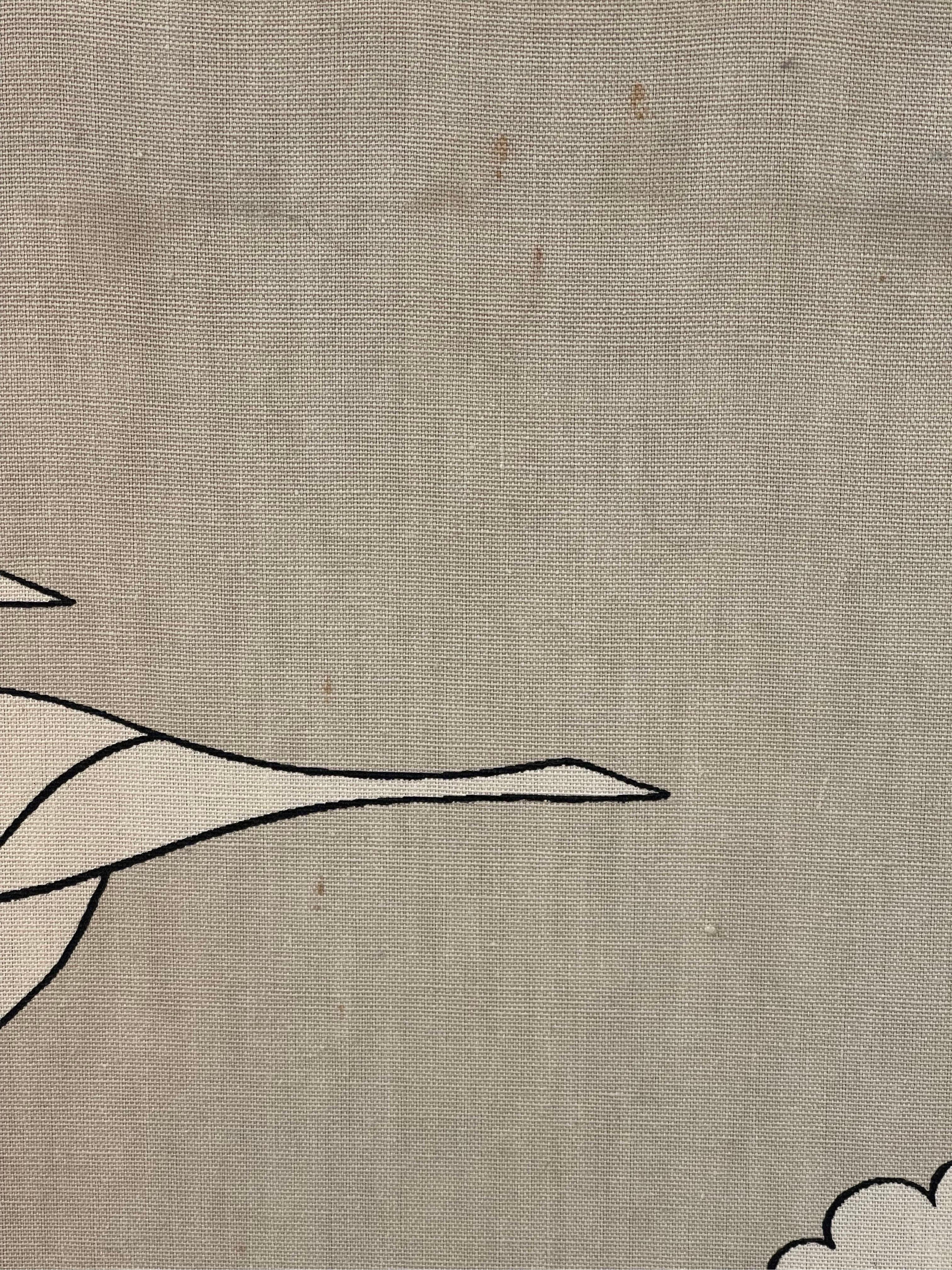 Mid-Century Modern Japanese Style Scenic Bird Canvas Print
