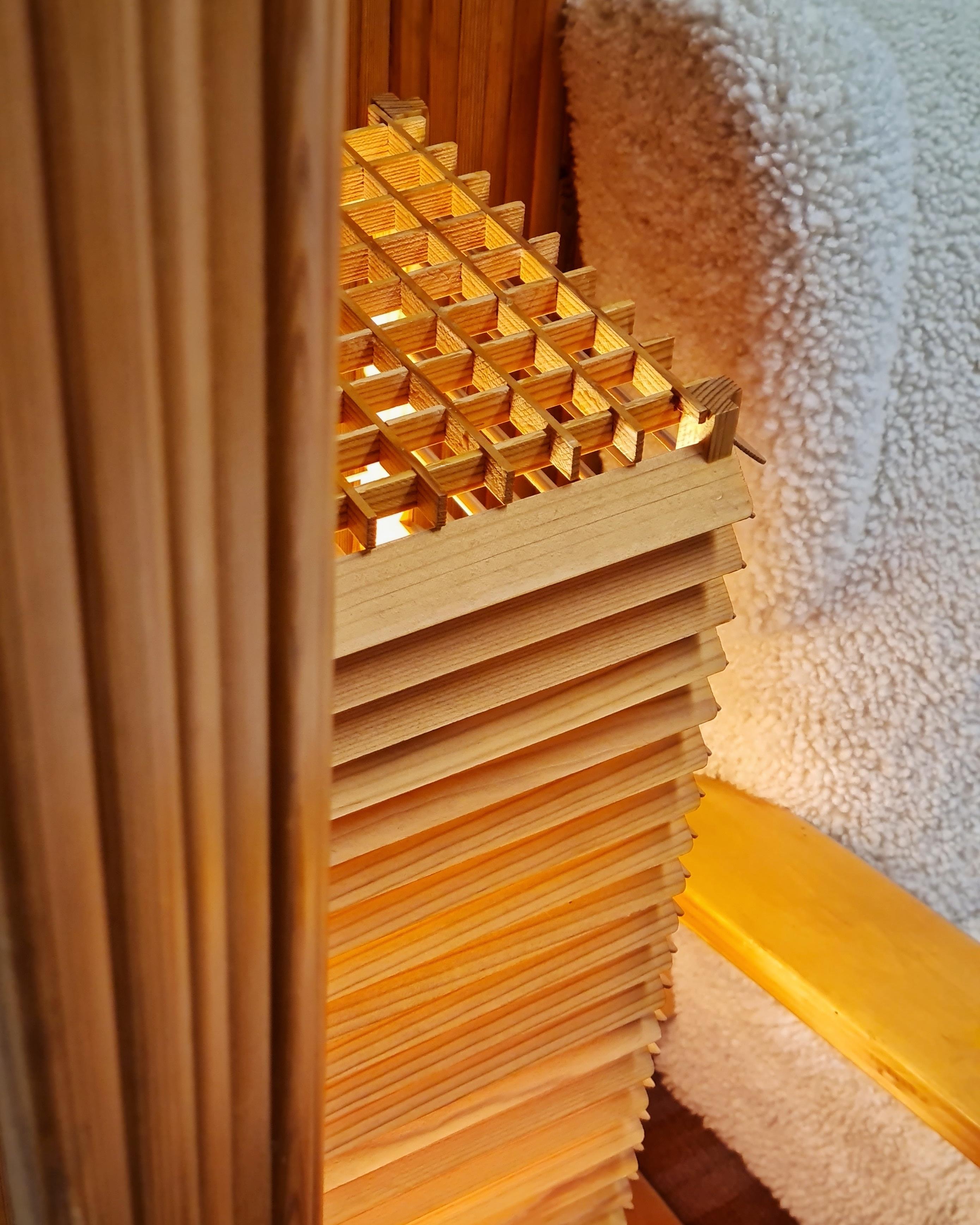 Lampada da terra vintage in stile giapponese con lamelle di legno, Finlandia, metà del XX secolo 8