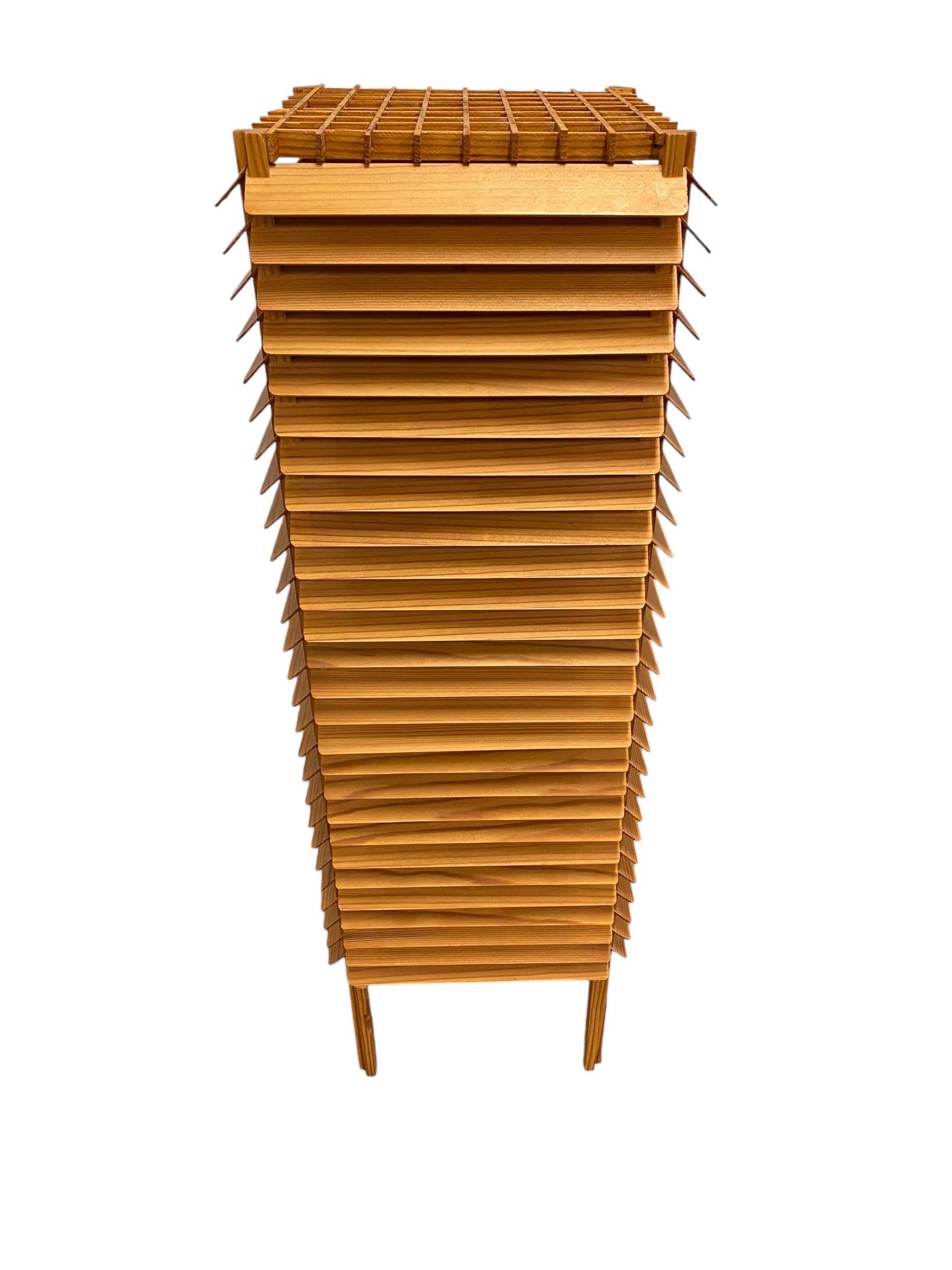 Lampada da terra vintage in stile giapponese con lamelle di legno, Finlandia, metà del XX secolo 4