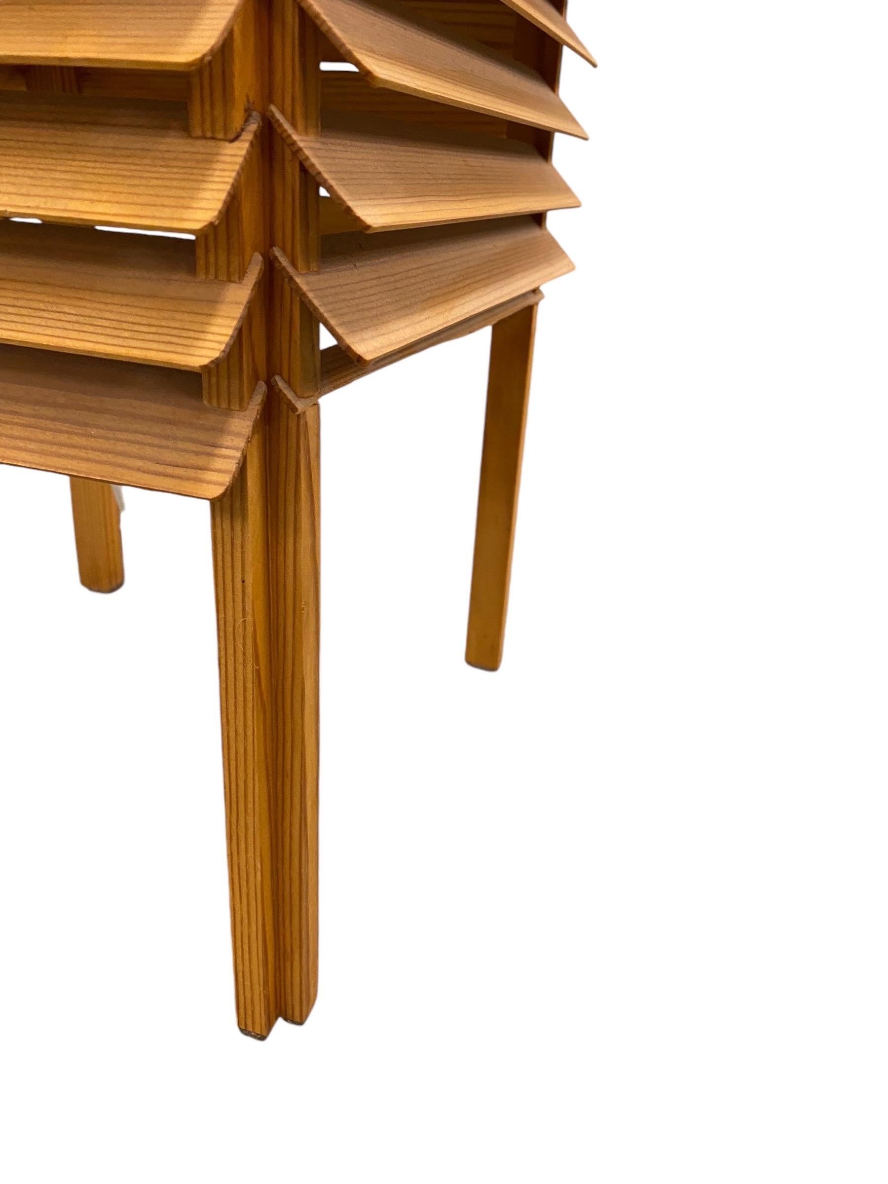 Lampada da terra vintage in stile giapponese con lamelle di legno, Finlandia, metà del XX secolo 6