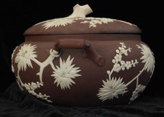Japanese Sugar Box, brown stoneware, Wedgwood, circa 1820