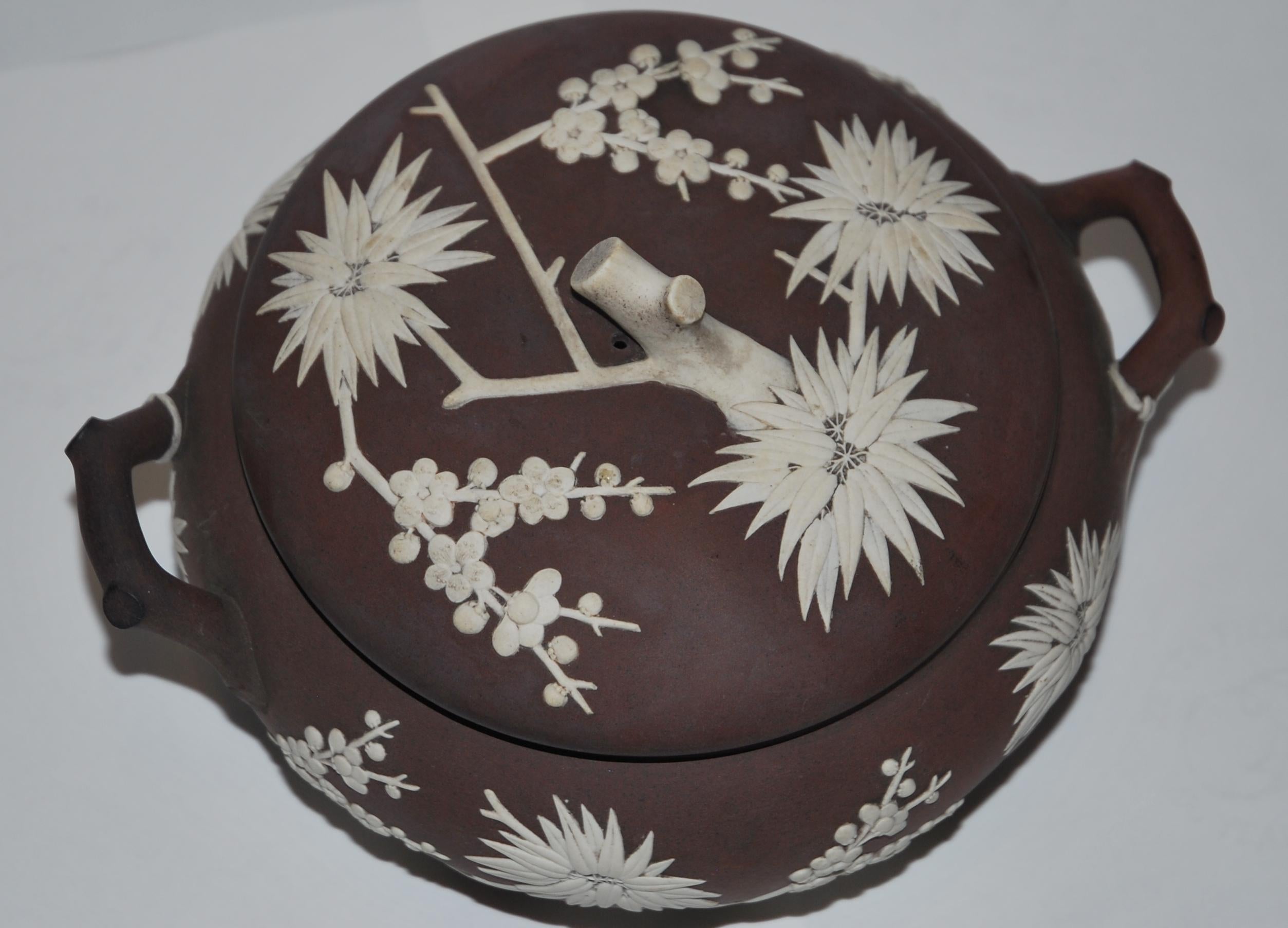 Stoneware Japanese Sugar Box, brown stoneware, Wedgwood, circa 1820