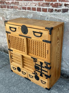 Japanese Sugi Wood Chobadansu Merchant Chest Early Showa Period Tansu 36"H