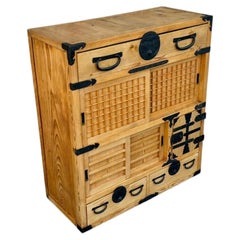 Japanese Sugi Wood Chobadansu Merchant Chest Early Showa Period Tansu 36"H