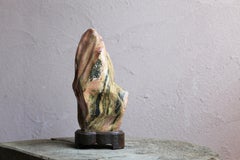 Japanese "Suiseki"  with Pink color / Natural Stone Carving