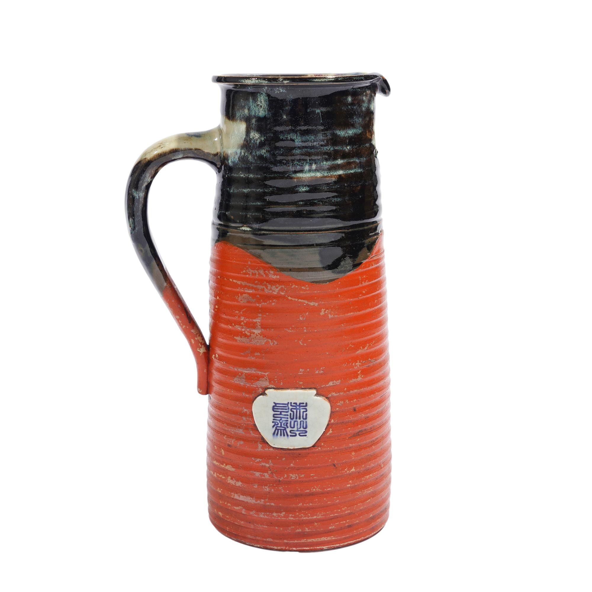 XX secolo Brocca in ceramica giapponese Sumida Gawa, 1890-1910 ca. in vendita