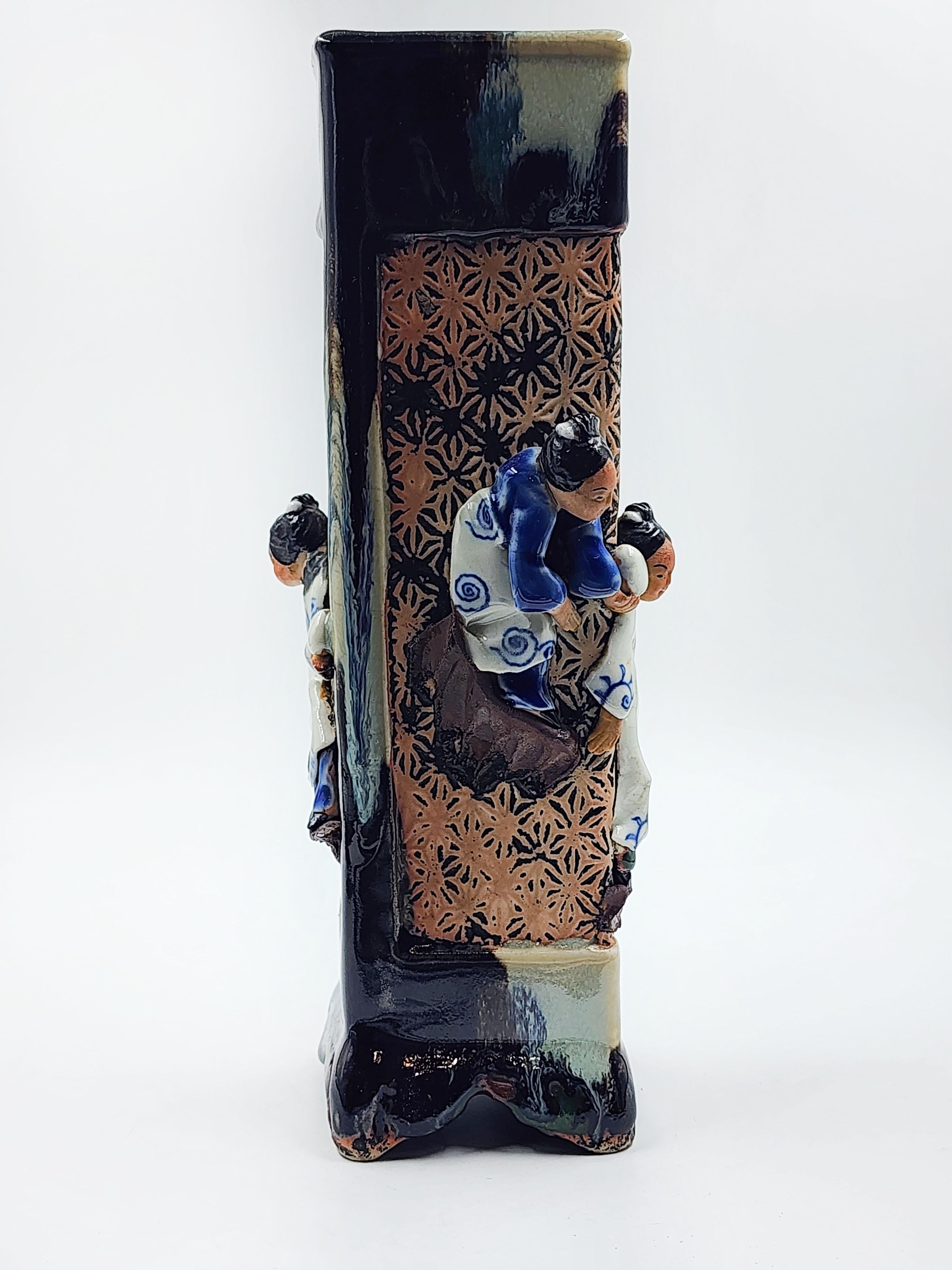 Giapponismo Vaso in ceramica giapponese Sumida Gawa in vendita