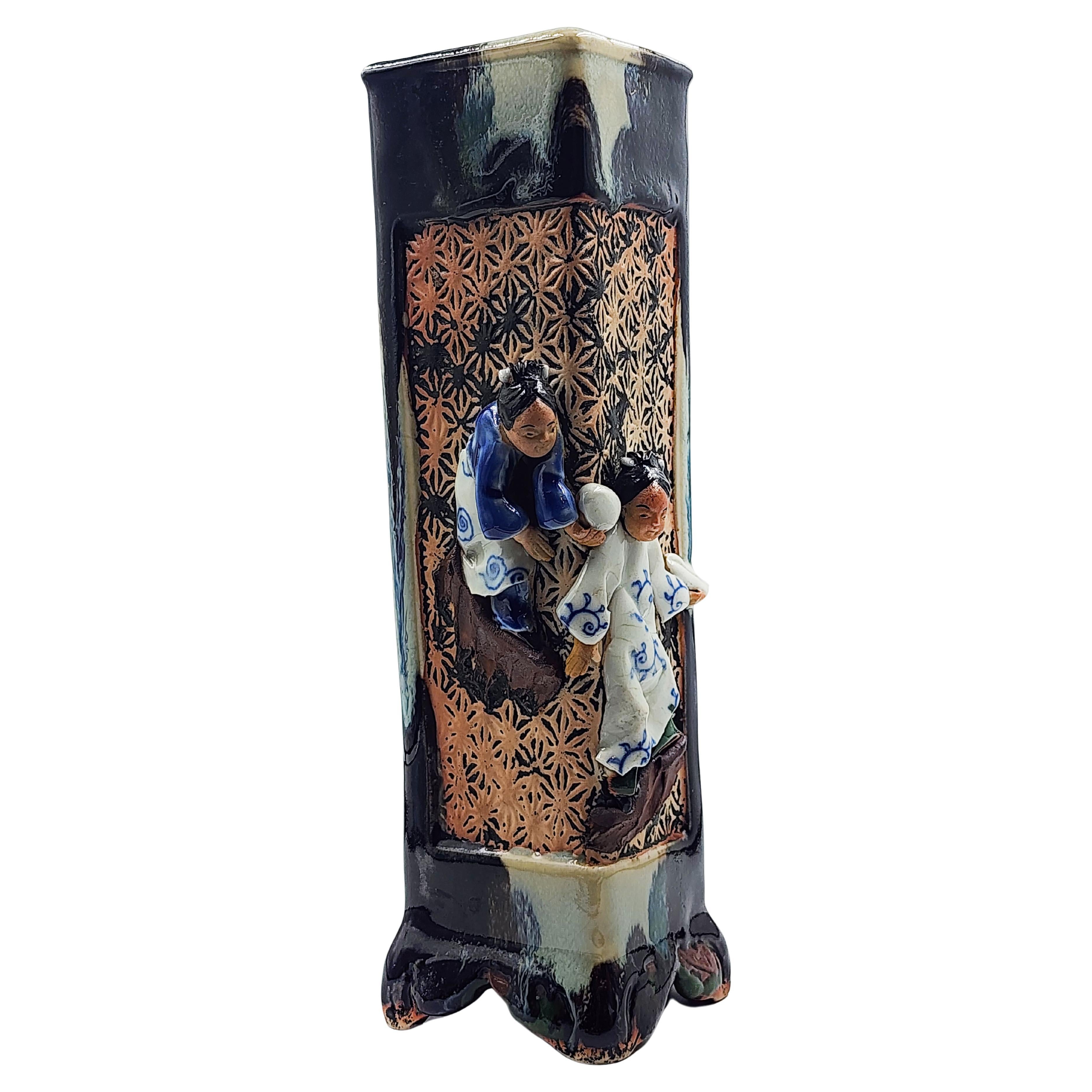 Japanese Sumida Gawa ceramic vase