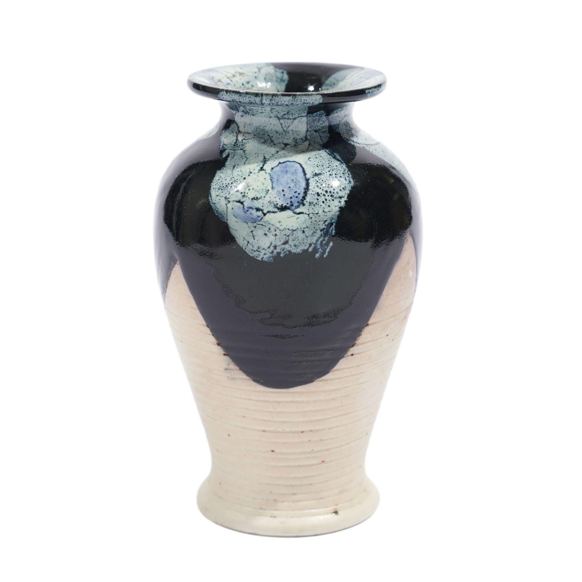 19th Century Japanese Sumida Gawa vase with a climbing figure, c. 1890 For Sale