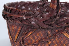 Japanese Susutake Bamboo Ikebana Basket with Textured Handle