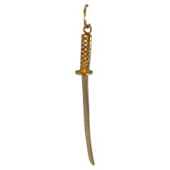 Japanese Sword Pendant in Solid Yellow Gold