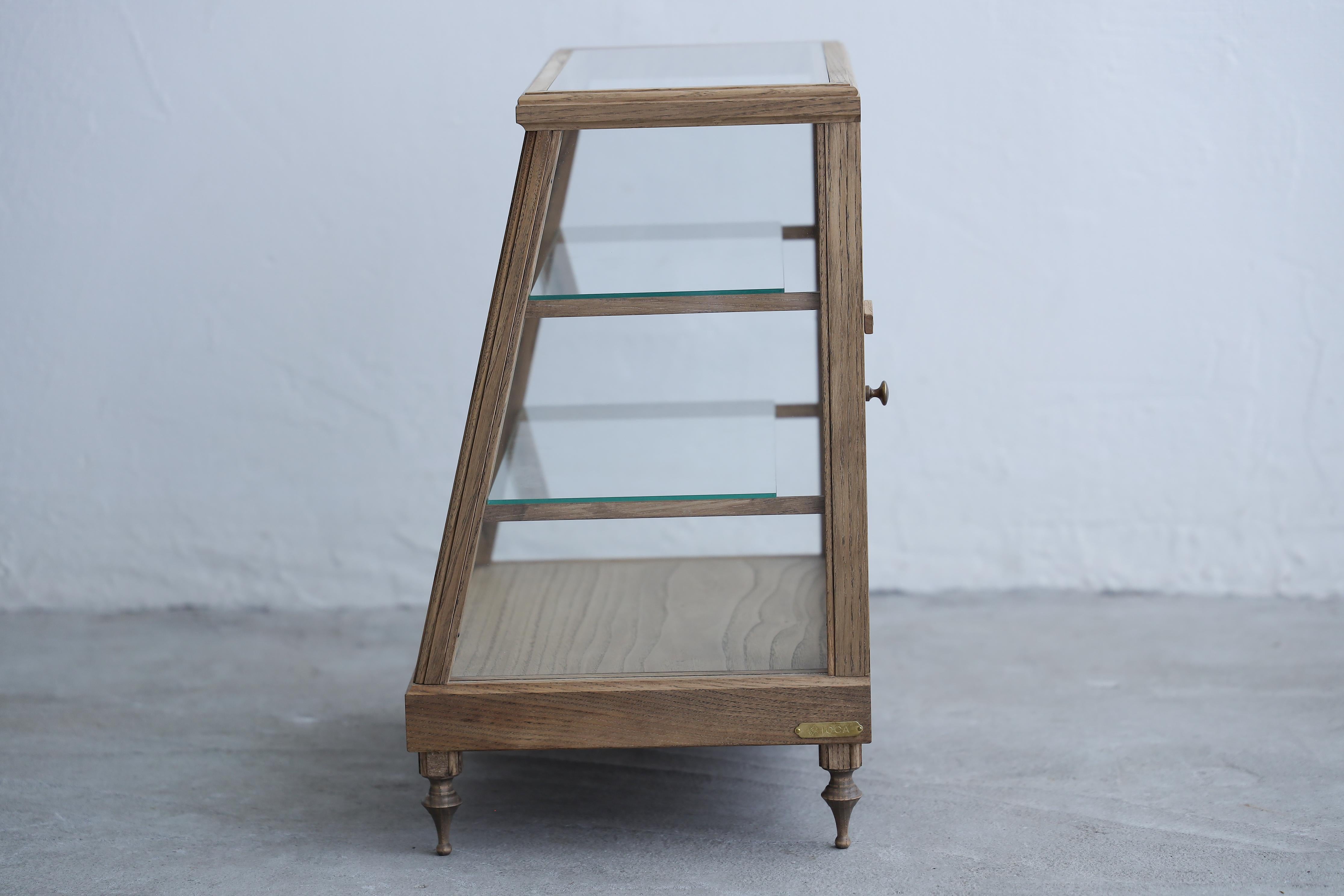 Japanese Tabletop showcase with lathe legs , Japandi For Sale 5
