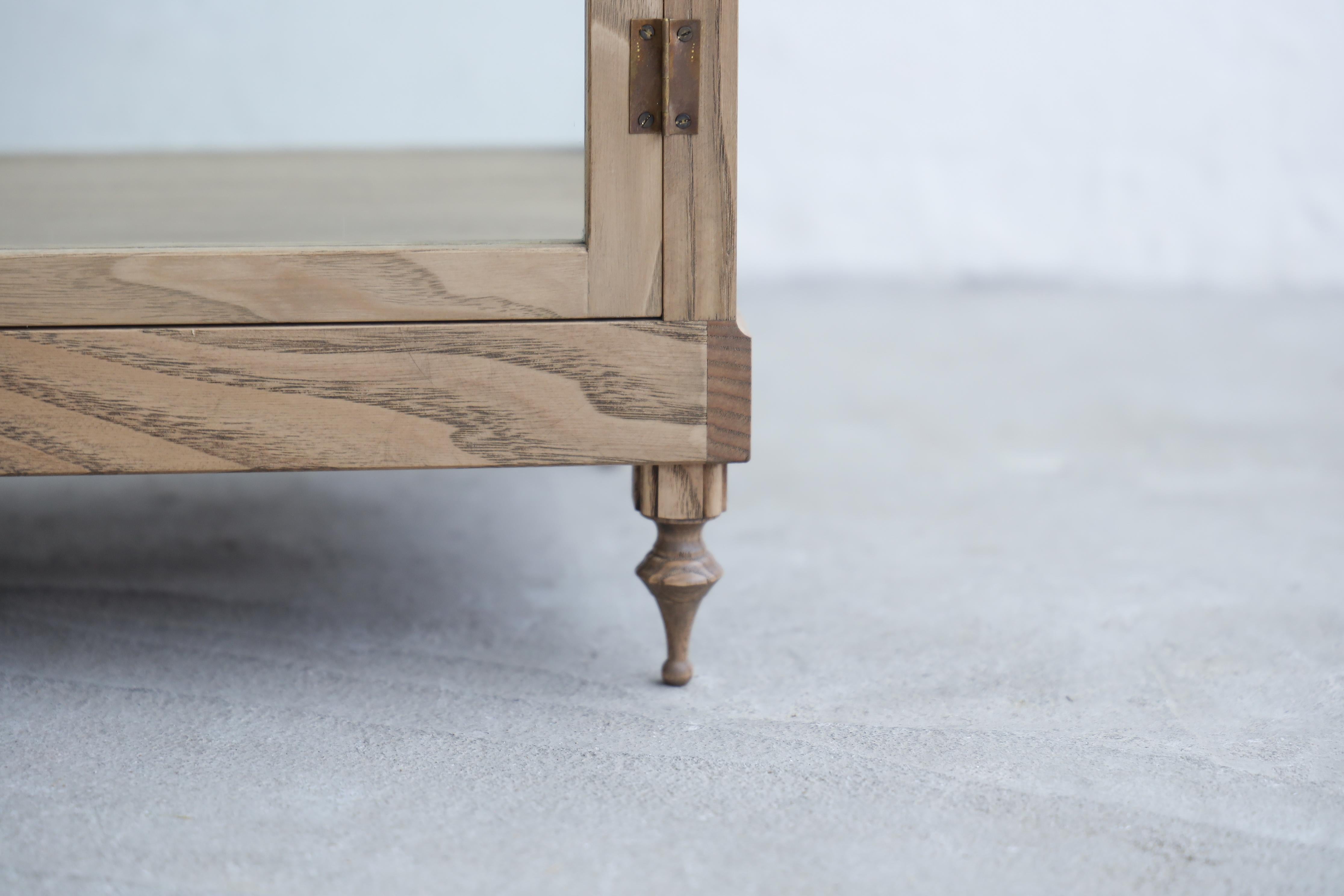Japanese Tabletop showcase with lathe legs , Japandi For Sale 6