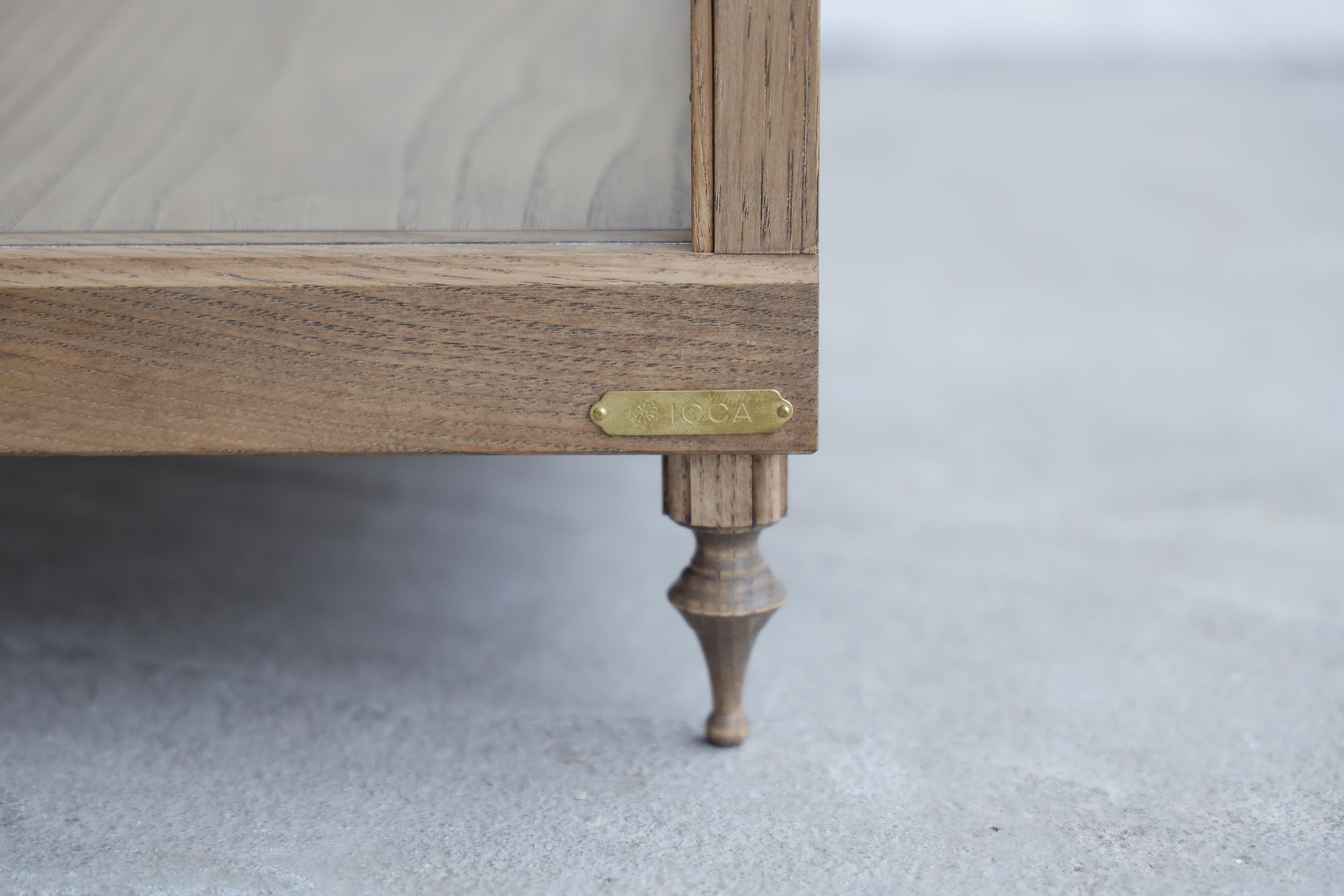 Japanese Tabletop showcase with lathe legs , Japandi For Sale 7