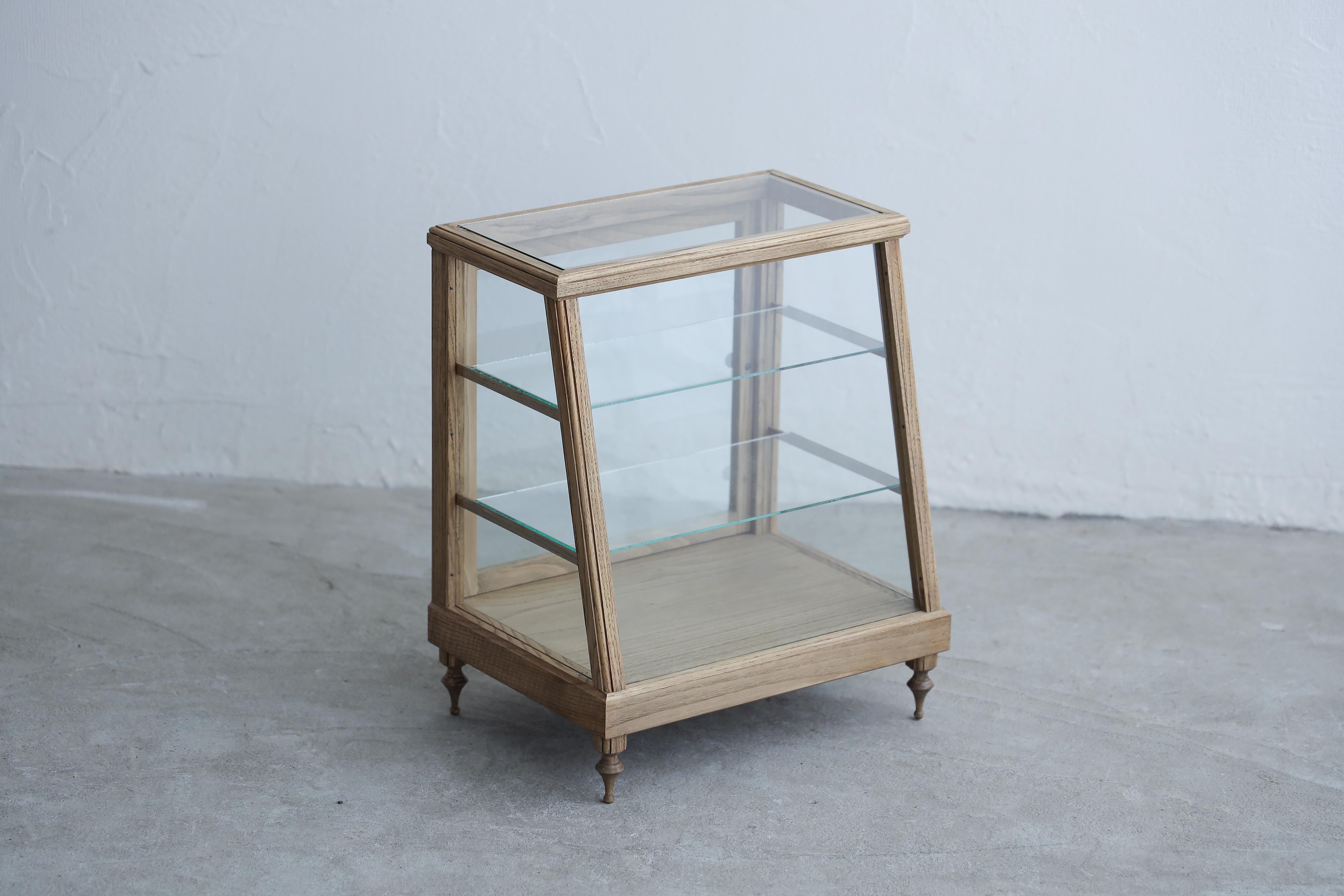 Taisho Japanese Tabletop showcase with lathe legs , Japandi For Sale