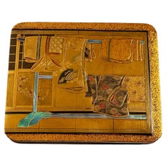 Japanese Tagasode (Whose Sleeves?) Lacquer Incense Box, Kobako, Meiji Period