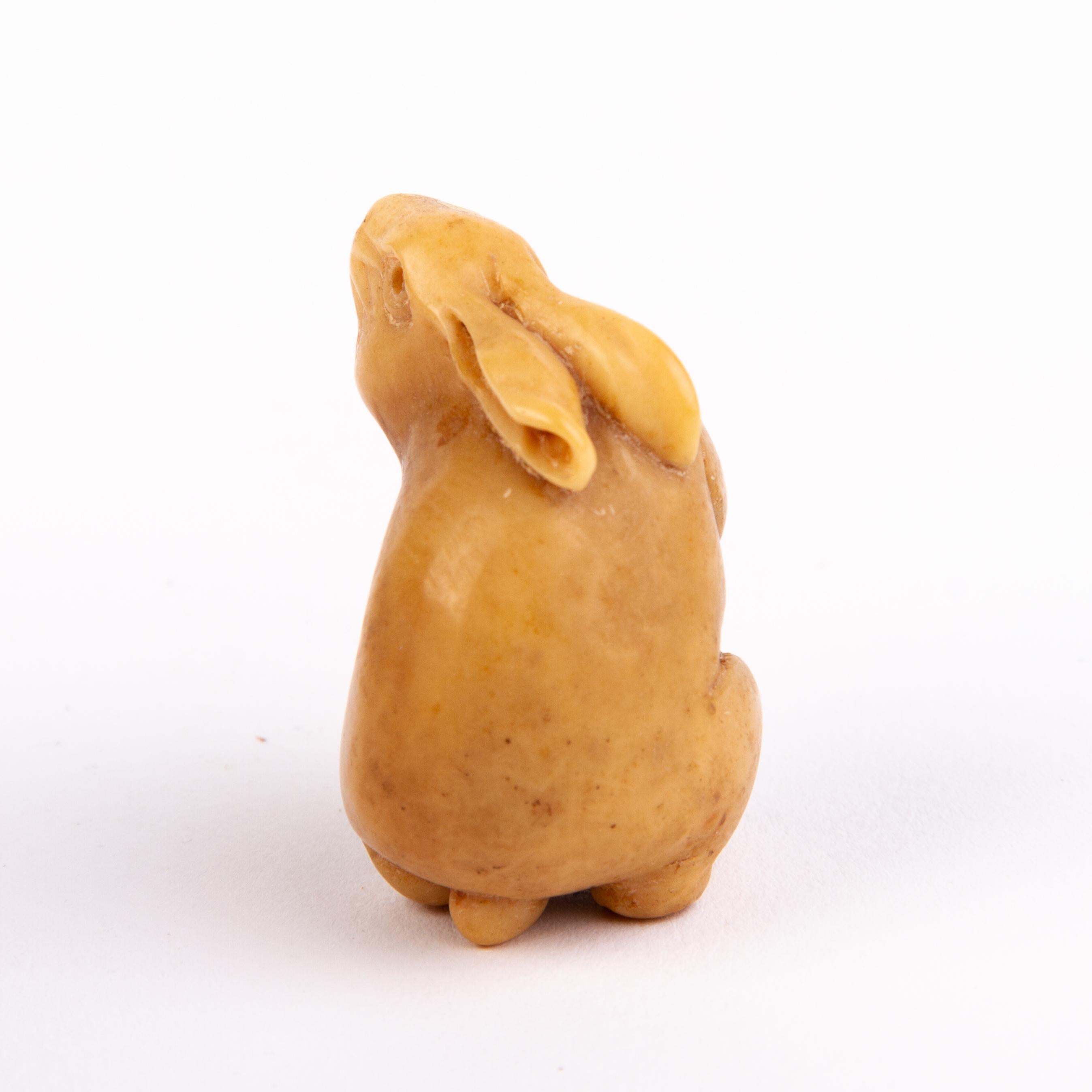 20th Century Japanese Tagua Nut Netsuke of a Rabbit For Sale