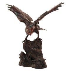 Antique Japanese Taisho Bronze Eagle