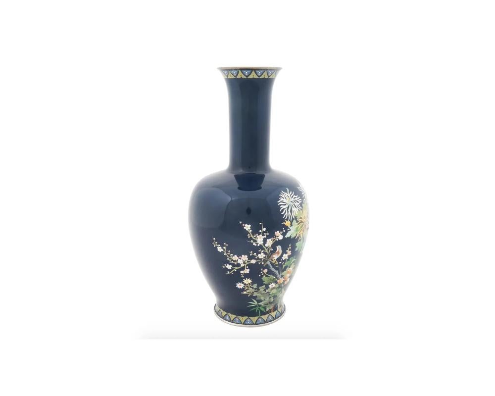 Cloissoné Japanese Taisho Era Inaba Cloisonne Enamel Vase For Sale
