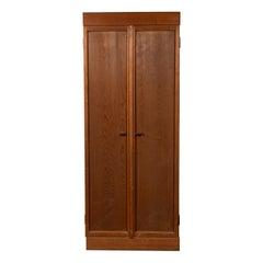 Japanese Taishō Period 1900s Hinoki Wood Armoire with Rare Design Folding Doors