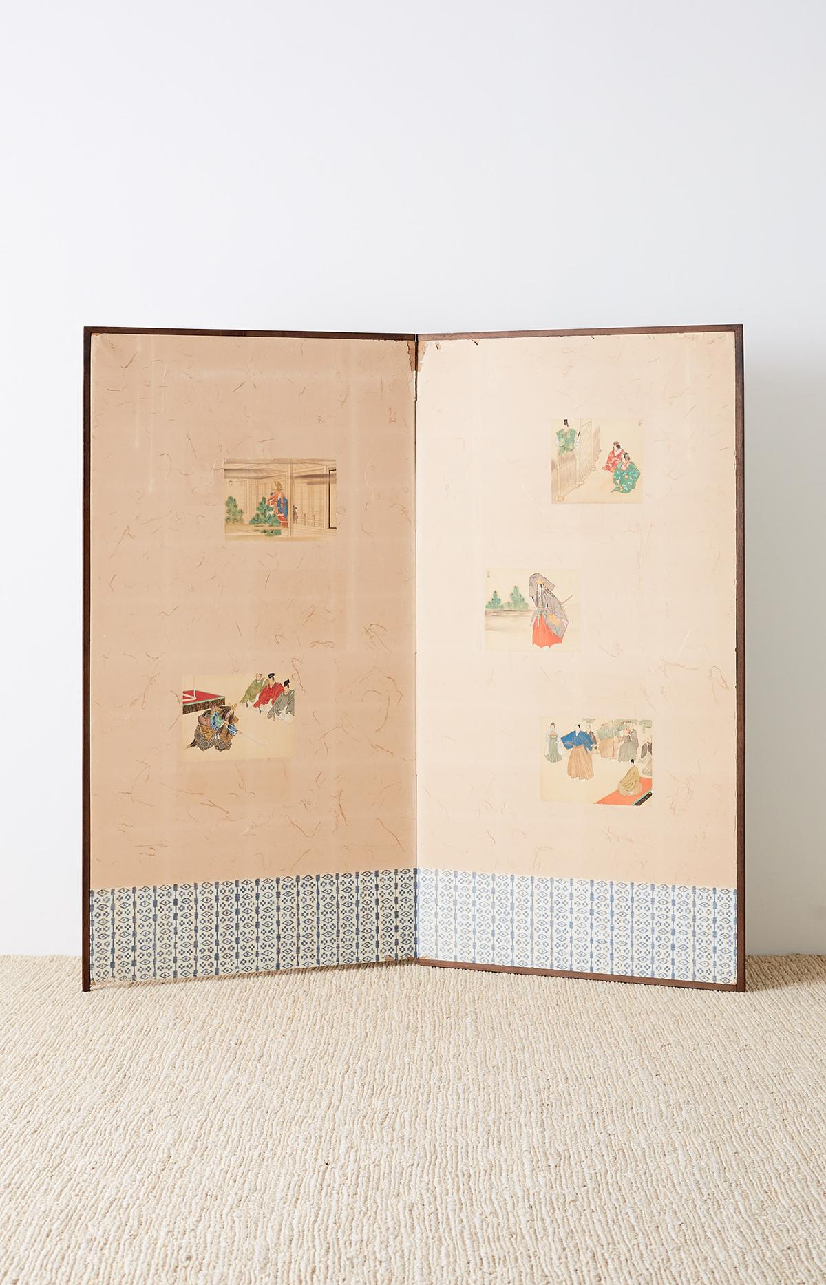 Hand-Crafted Japanese Taisho Period Byobu Screen with Noh Scenes
