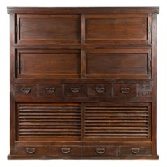 Japanese Taishō Period Early 20th Century Wardrobe Cabinet with Sliding Doors
