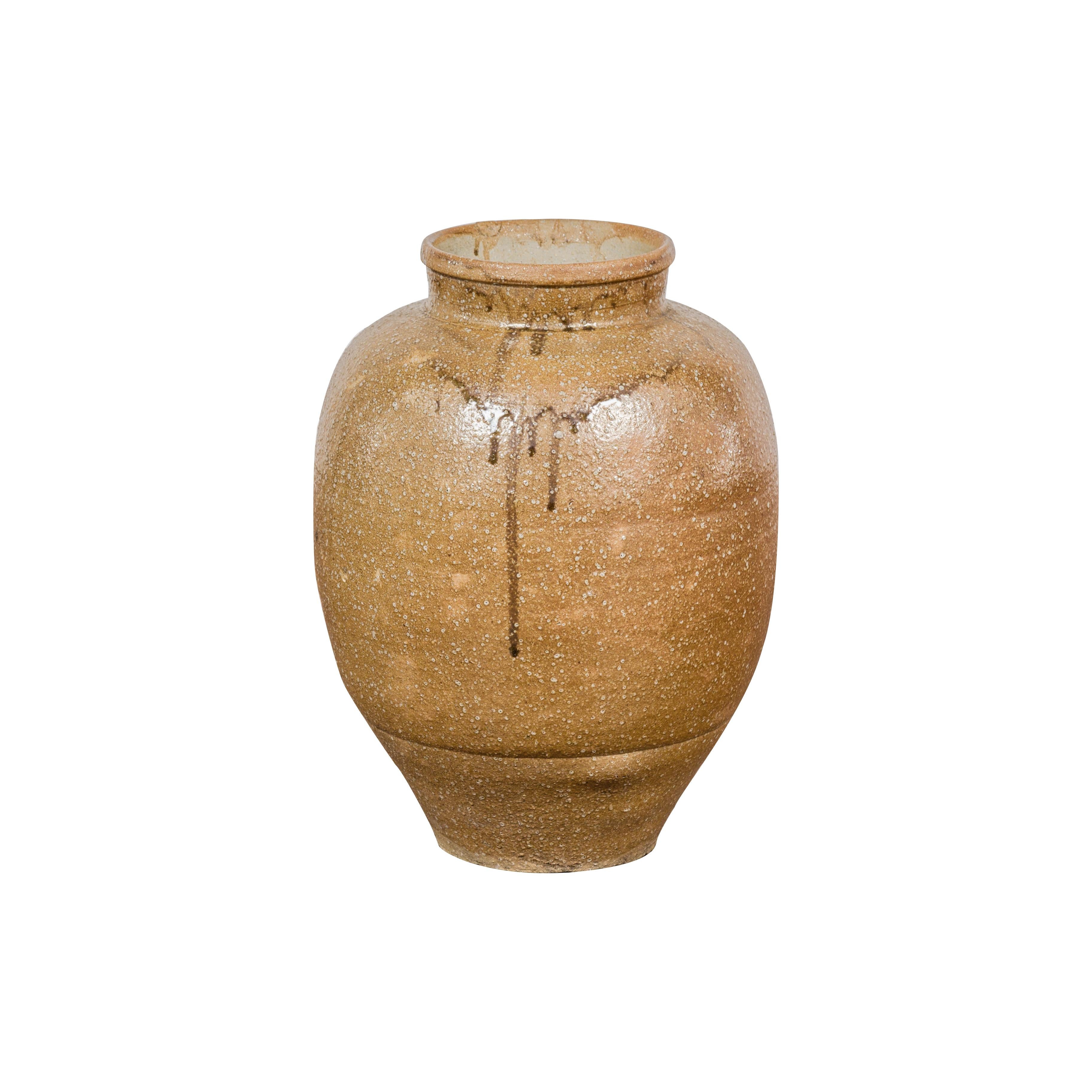 Japanese Taishō Period Sand Glaze Vase with Dripping Finish, circa 1900 For Sale 11