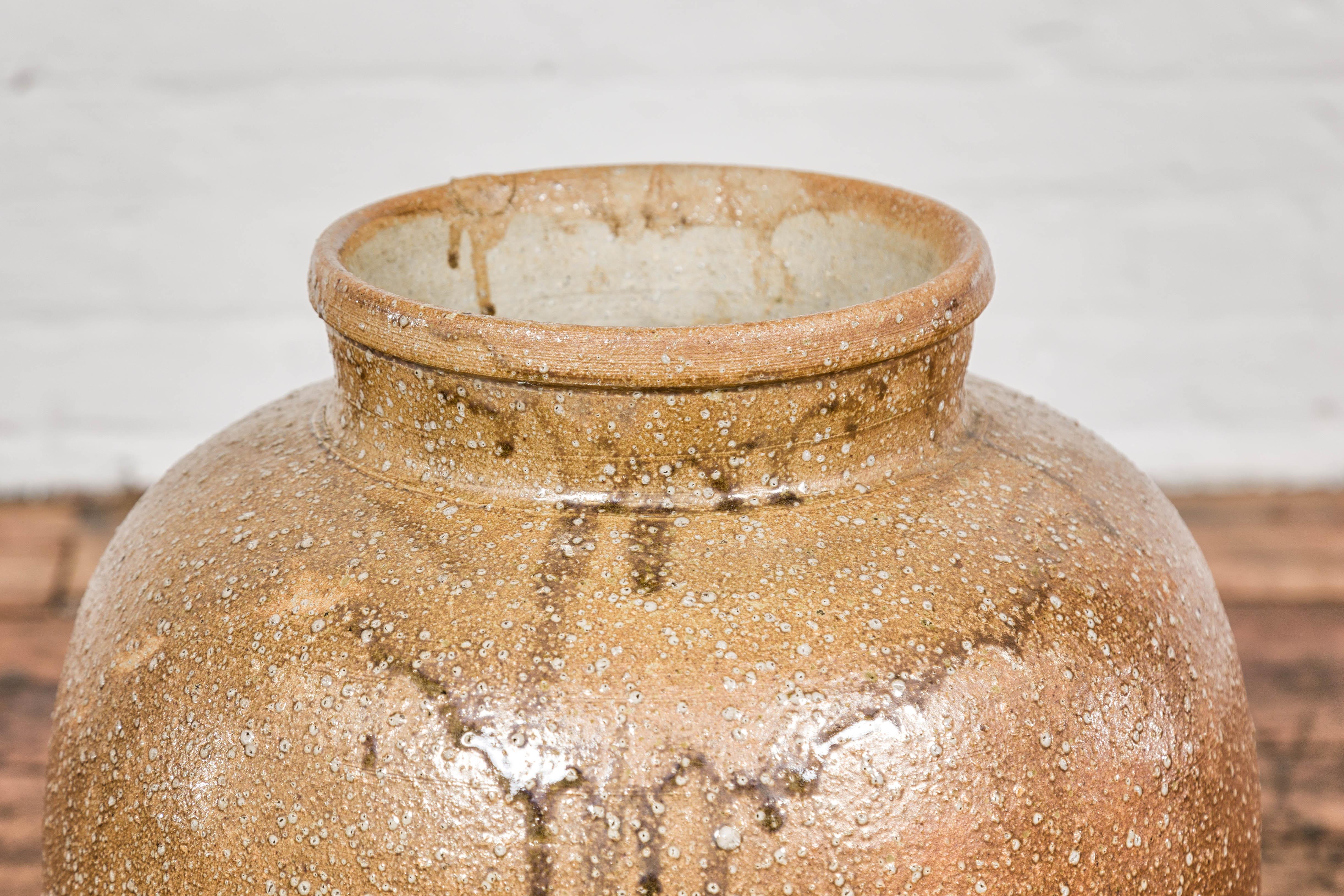 20th Century Japanese Taishō Period Sand Glaze Vase with Dripping Finish, circa 1900 For Sale
