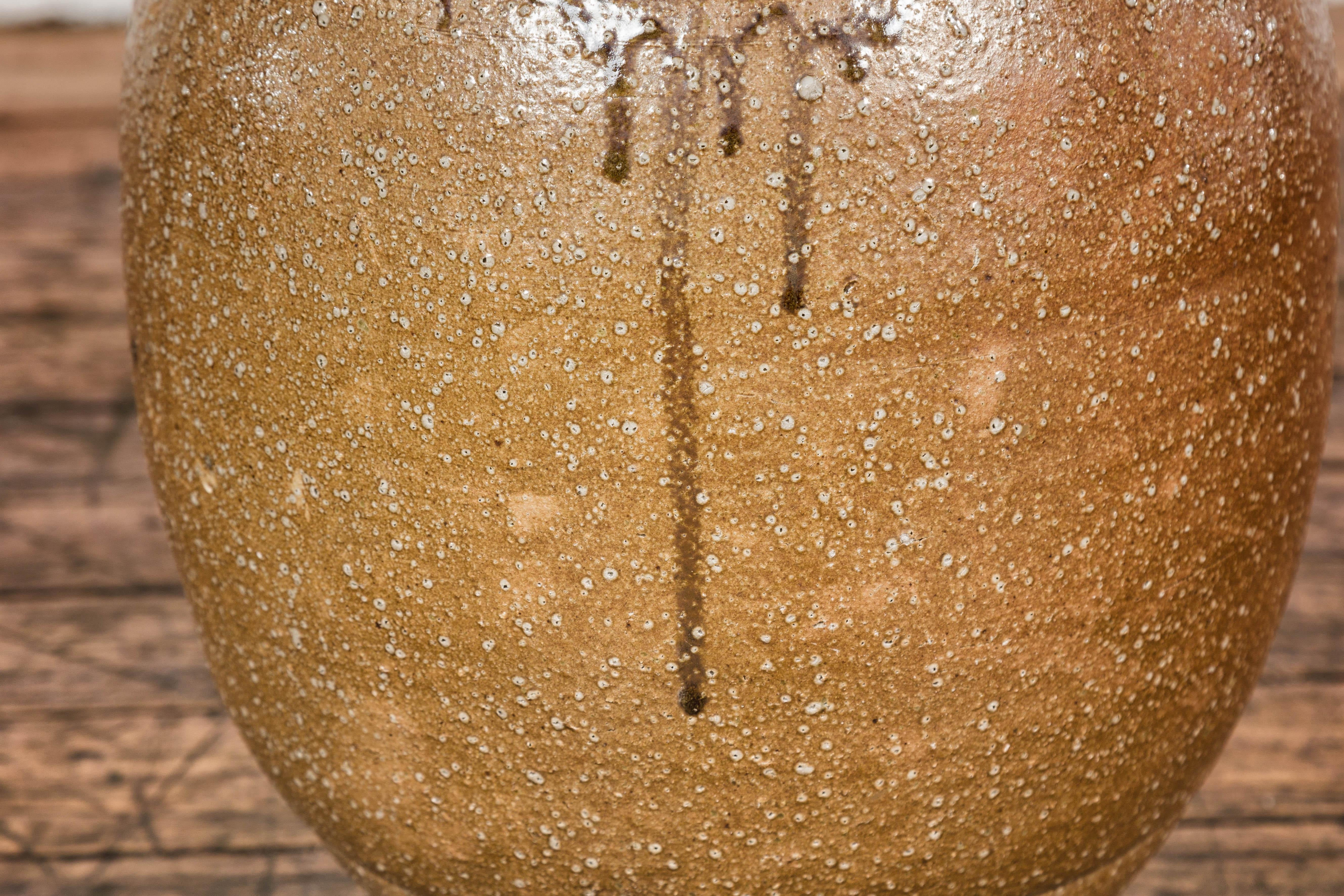 Japanese Taishō Period Sand Glaze Vase with Dripping Finish, circa 1900 For Sale 1