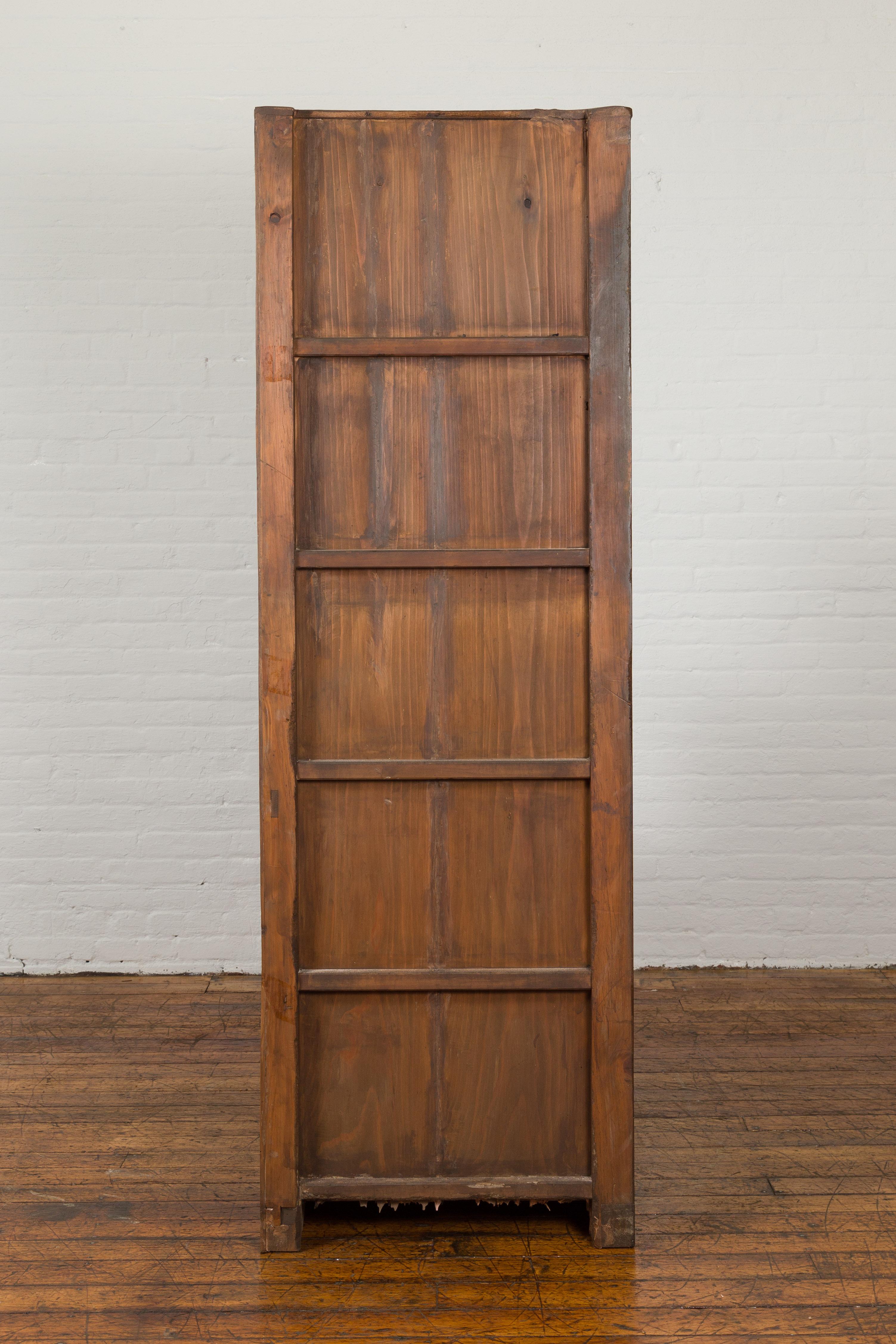Japanese Taishō Period Staircase Tansu Cabinet with Sliding Doors and Drawers In Good Condition For Sale In Yonkers, NY