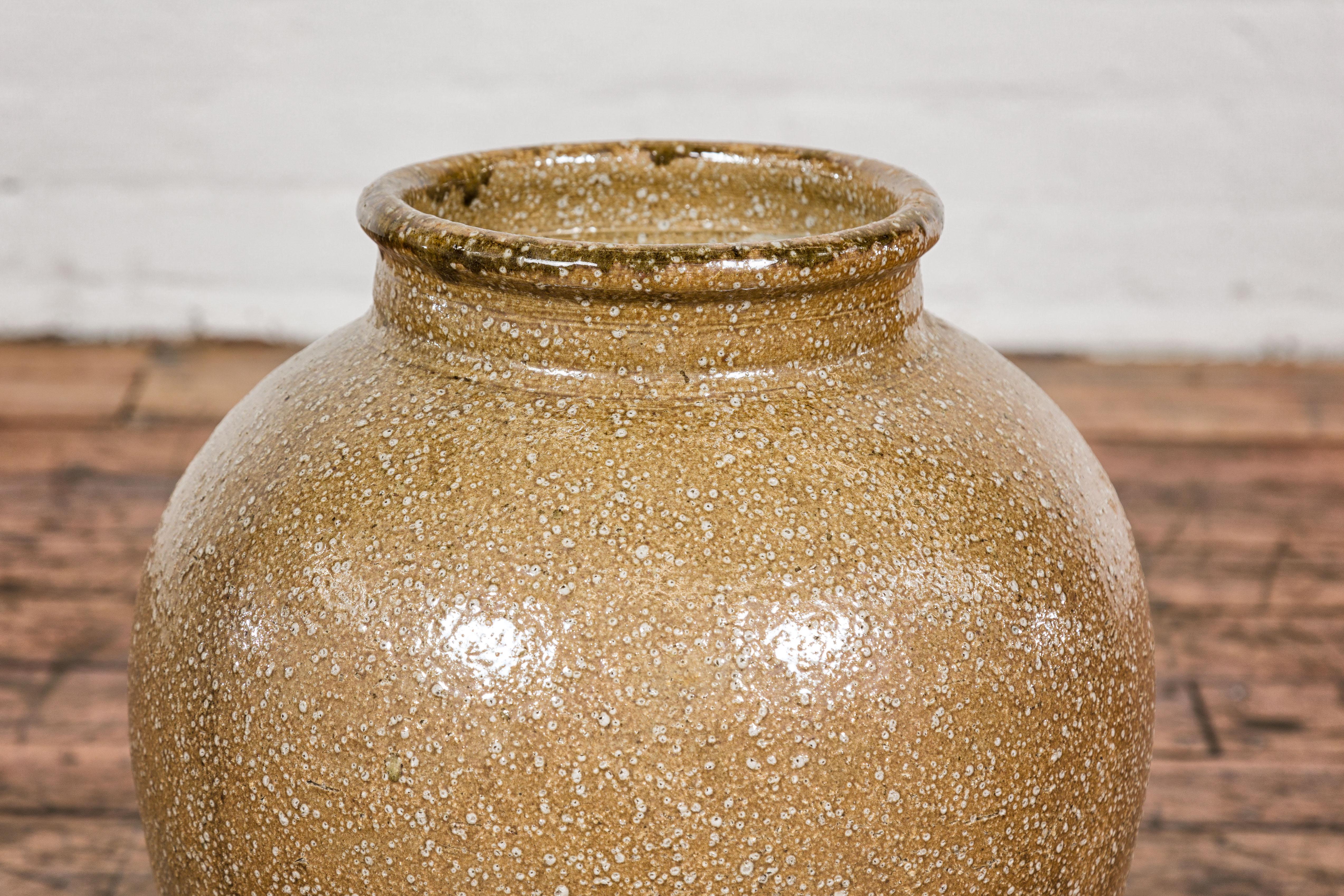 Glazed Japanese Taishō Period Two-Tone Sand Glaze Vase with Textured Finish, circa 1900 For Sale