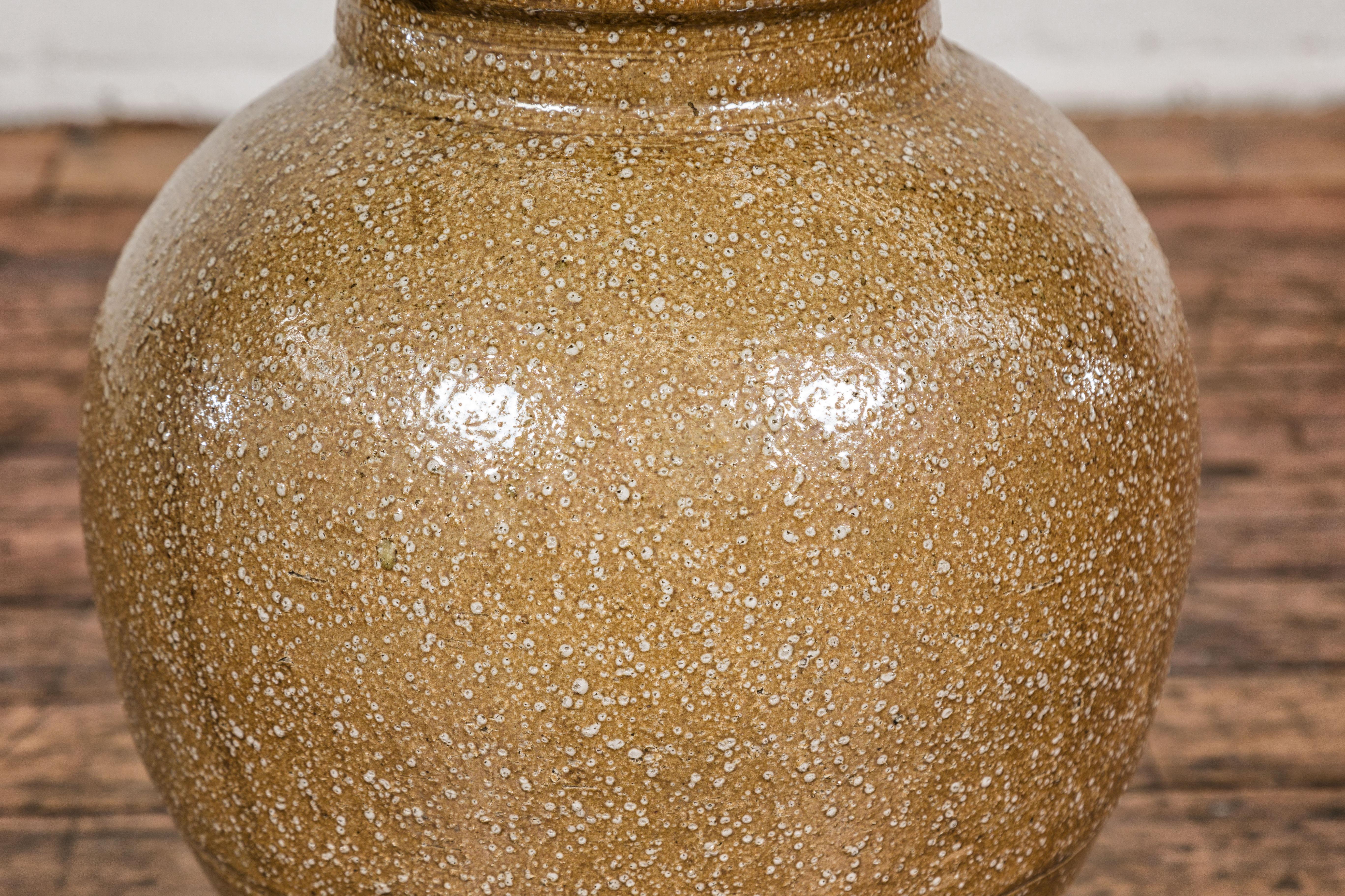 Japanese Taishō Period Two-Tone Sand Glaze Vase with Textured Finish, circa 1900 In Good Condition For Sale In Yonkers, NY