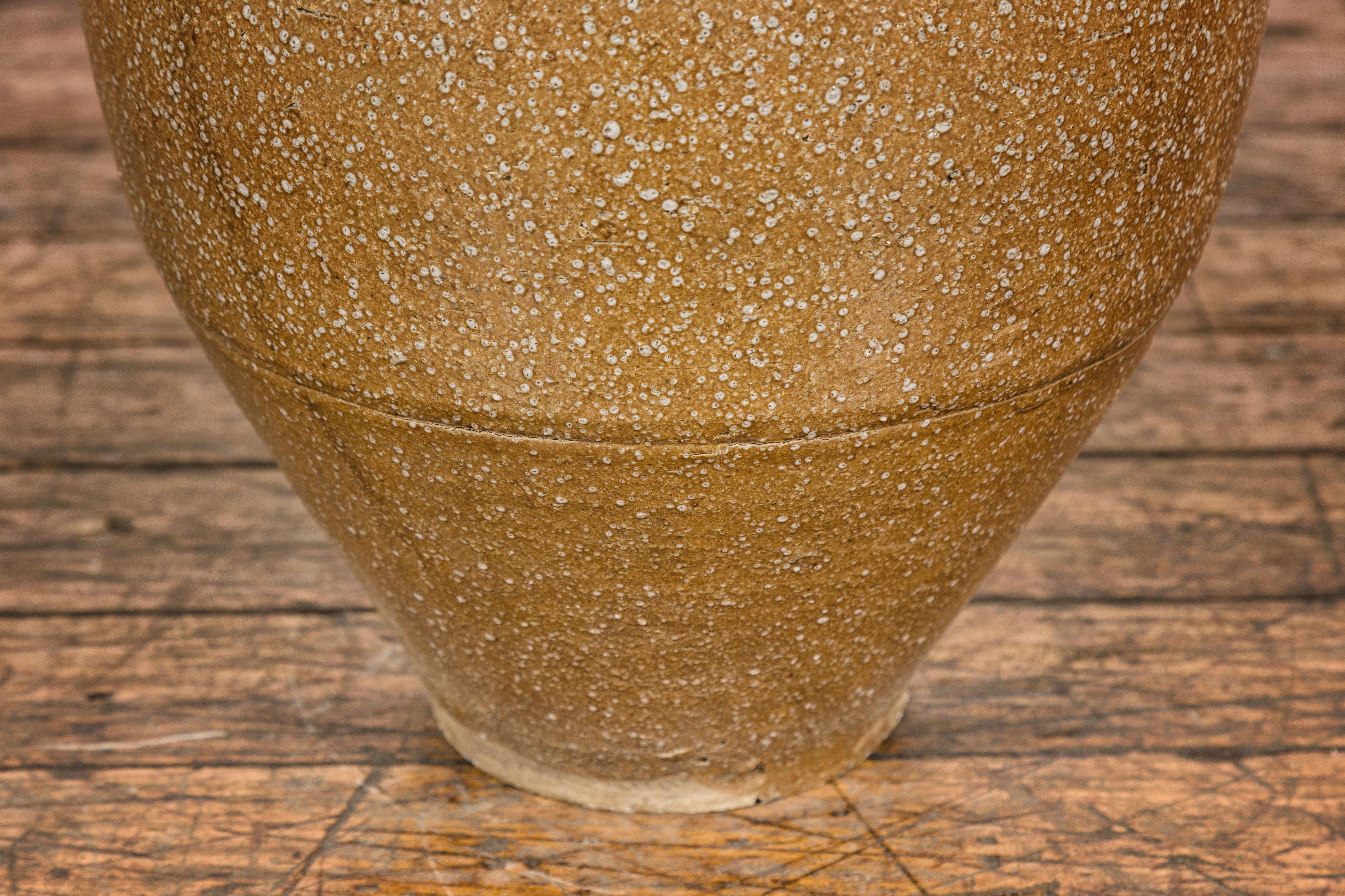 Pottery Japanese Taishō Period Two-Tone Sand Glaze Vase with Textured Finish, circa 1900 For Sale