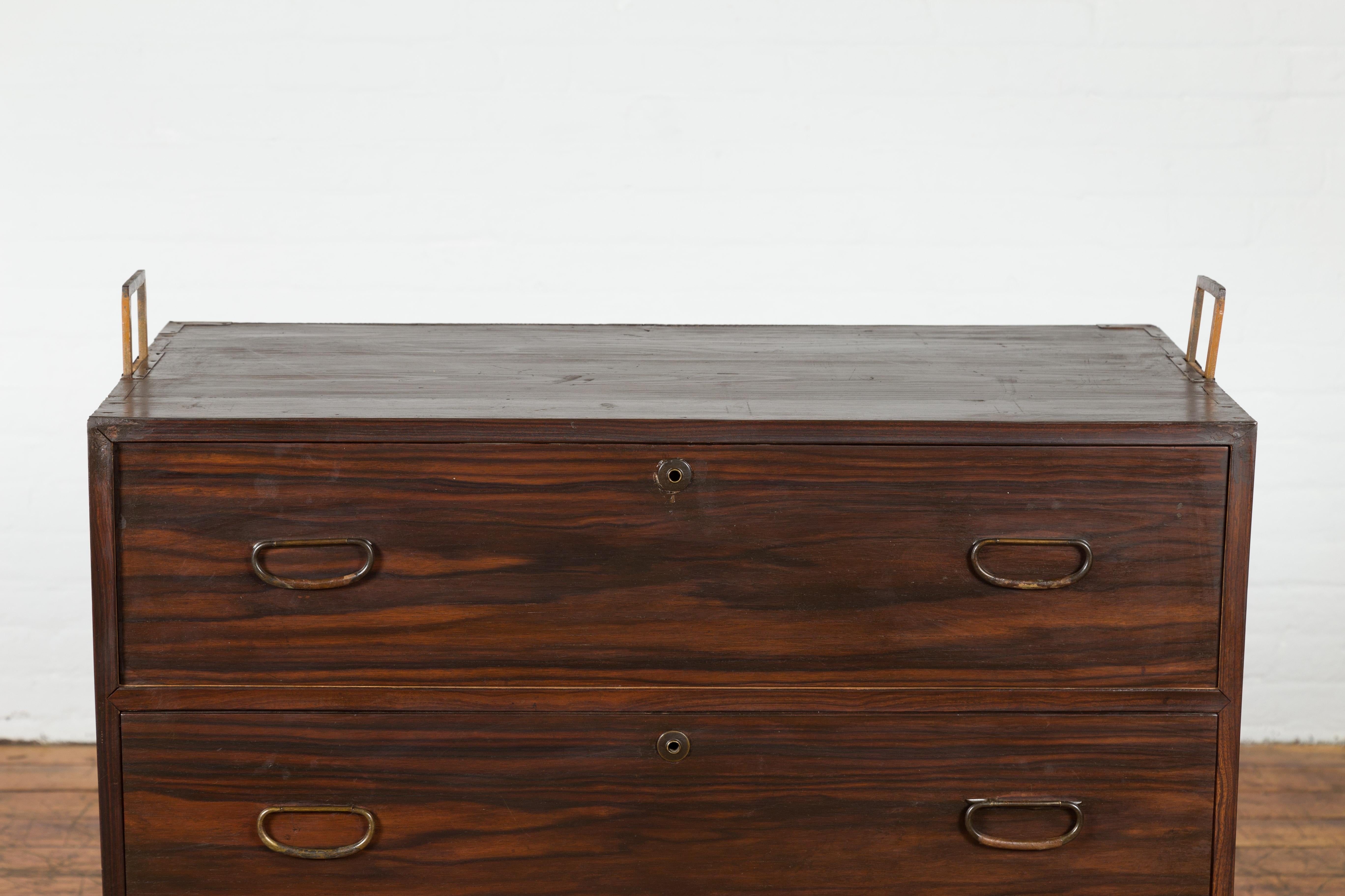 Dunkel Brown Antike Holz Tansu Dresser Chest im Angebot 4